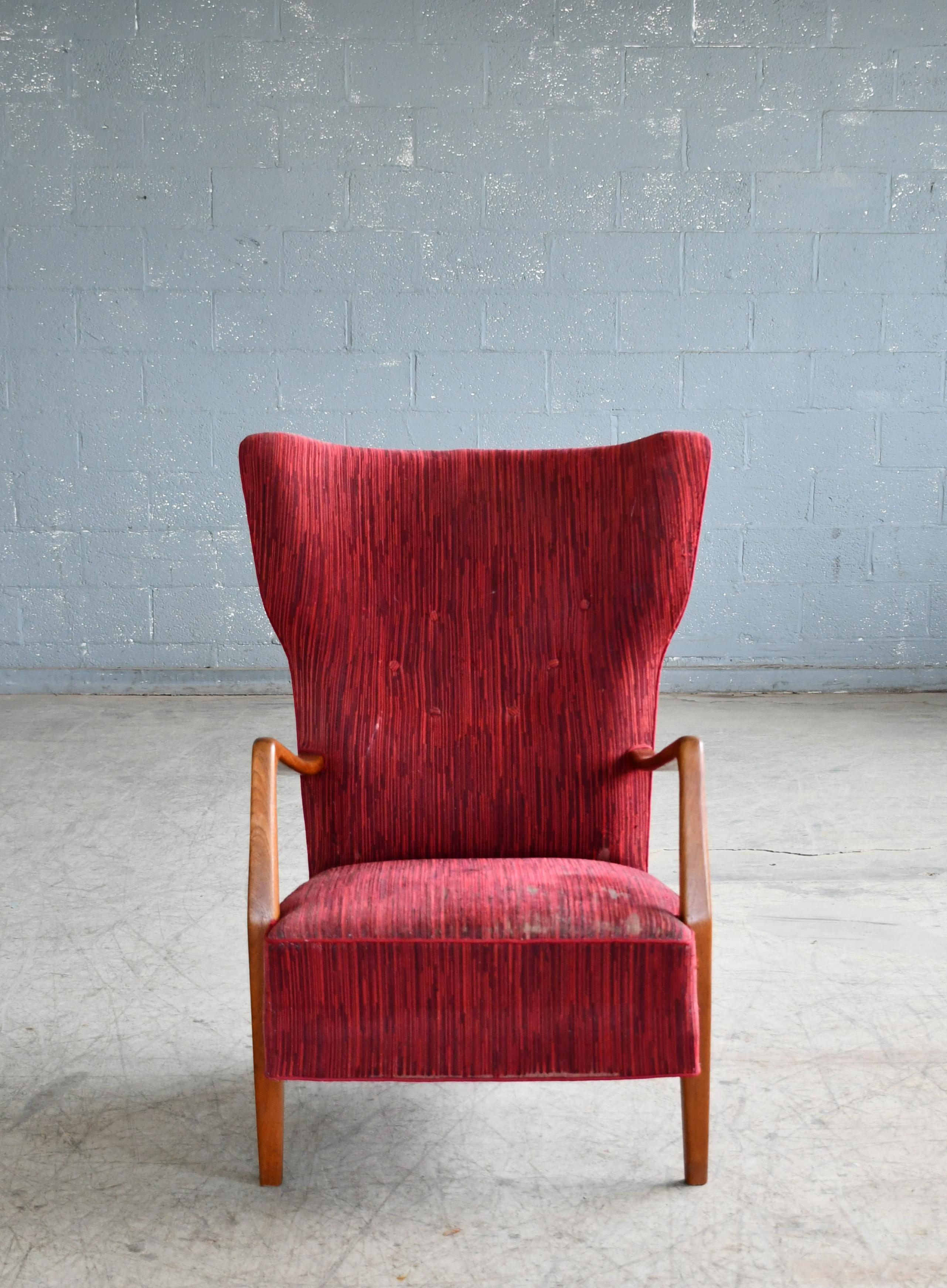 Dänischer Hochlehner-Sessel von Peter Hvidt und Orla Molgaard (Moderne der Mitte des Jahrhunderts) im Angebot