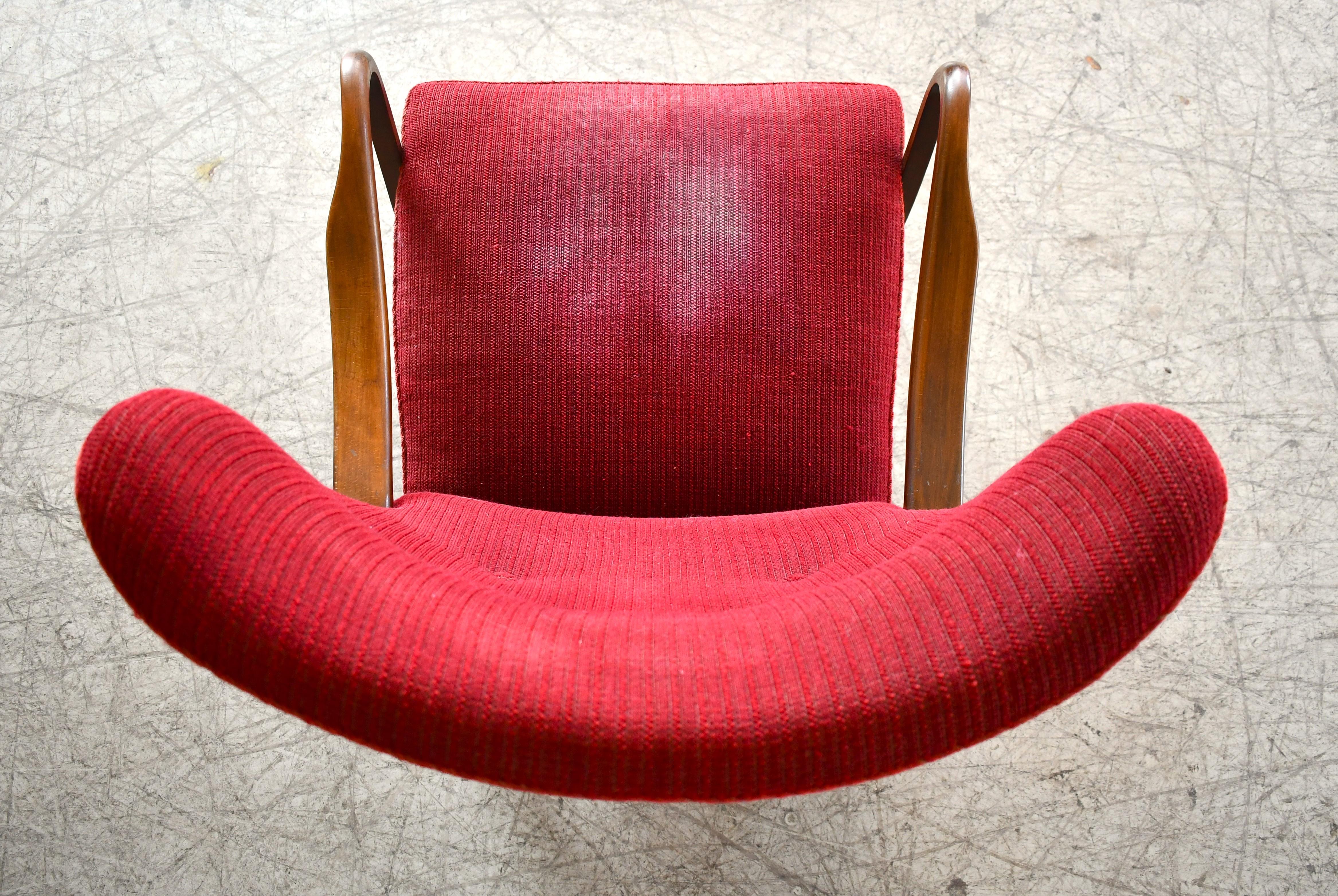 Danish Highback Easy Chair with Open Armrests by Alfred Christensen, 1940's For Sale 2