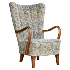 Danish Highback Easy Chair with Open Armrests by Alfred Christensen, 1940's