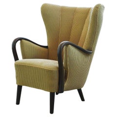 Danish Highback Lounge Chair with Semi-Closed Armrests and Channels 1940's
