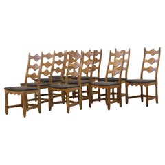 Danish Highback Oak Chairs style of Henning Kjærnulf