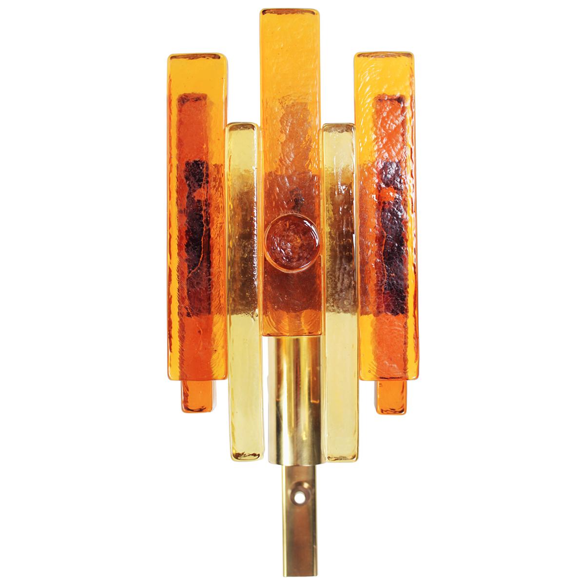 Yellow, Orange Art Glass Sconce by Holm Sørensen, 1960s For Sale