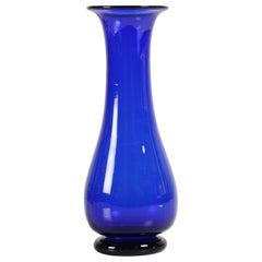 Antique Danish Holmegaard Kastrup Old Blue Hyacinth Glass/Vase, Mouth Blown, circa 1850