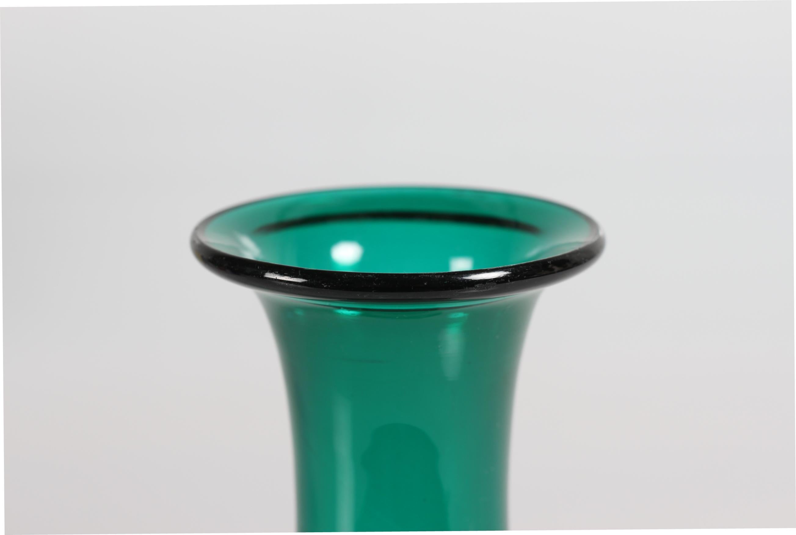 vintage small green glass vase