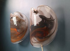 Danish Holmegaard Modern Red Art Glass Wall Sconces by Per Lütken, 1978