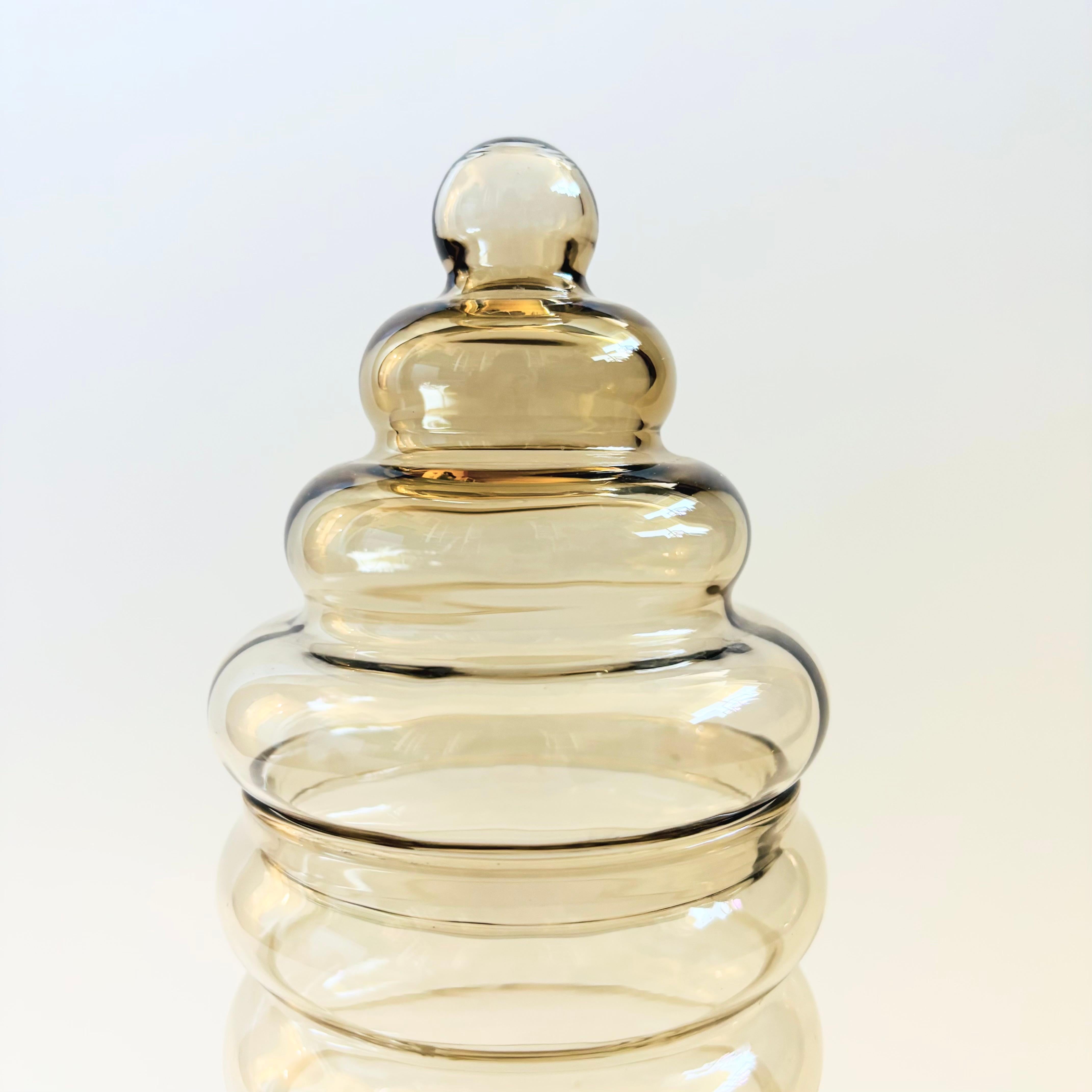 Mid-Century moderno Barattolo da farmacia in vetro danese Holmegaard Primula Smoke in vendita