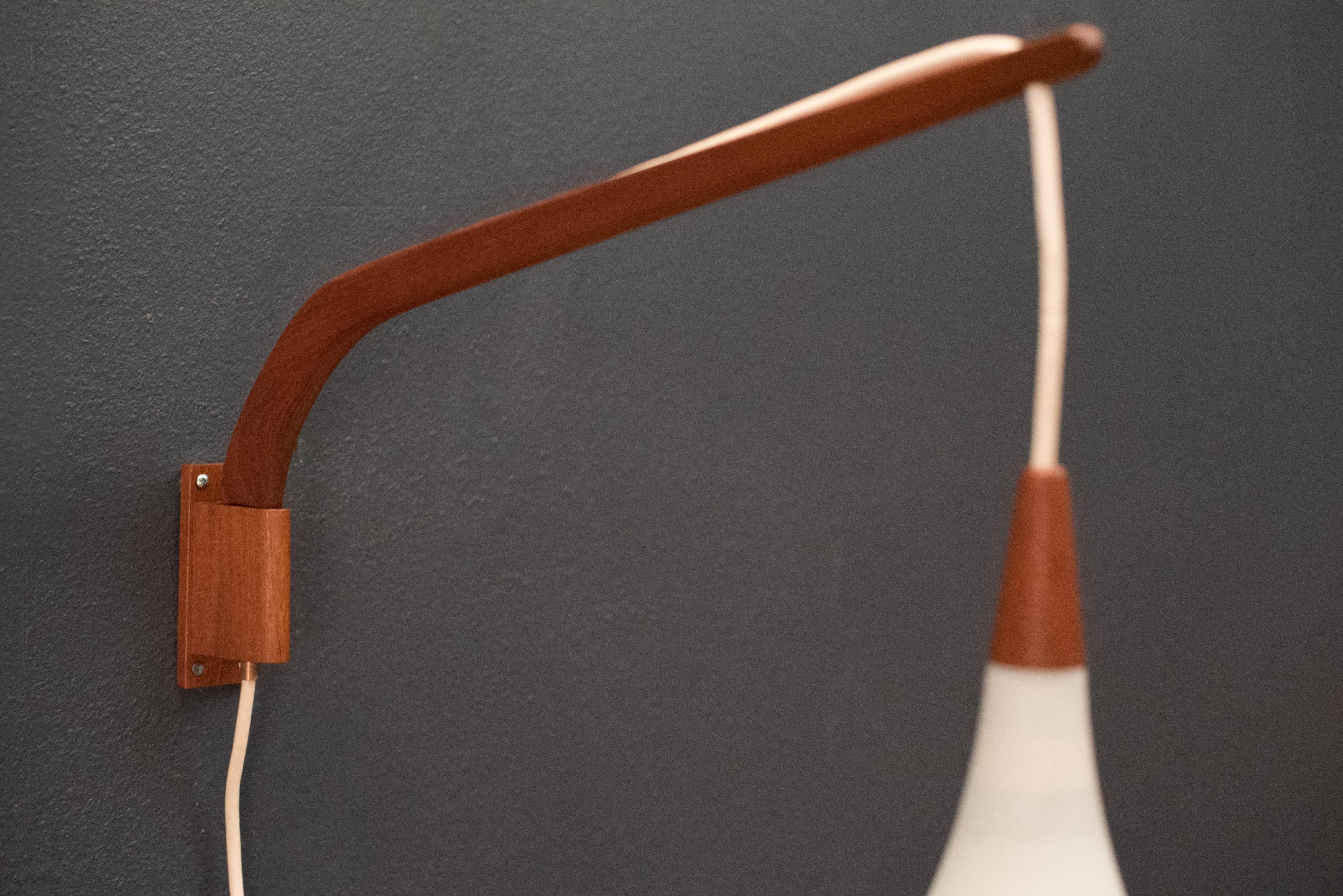 Scandinavian Modern Danish Holmegaard Swing Arm Glass Pendant Lamp
