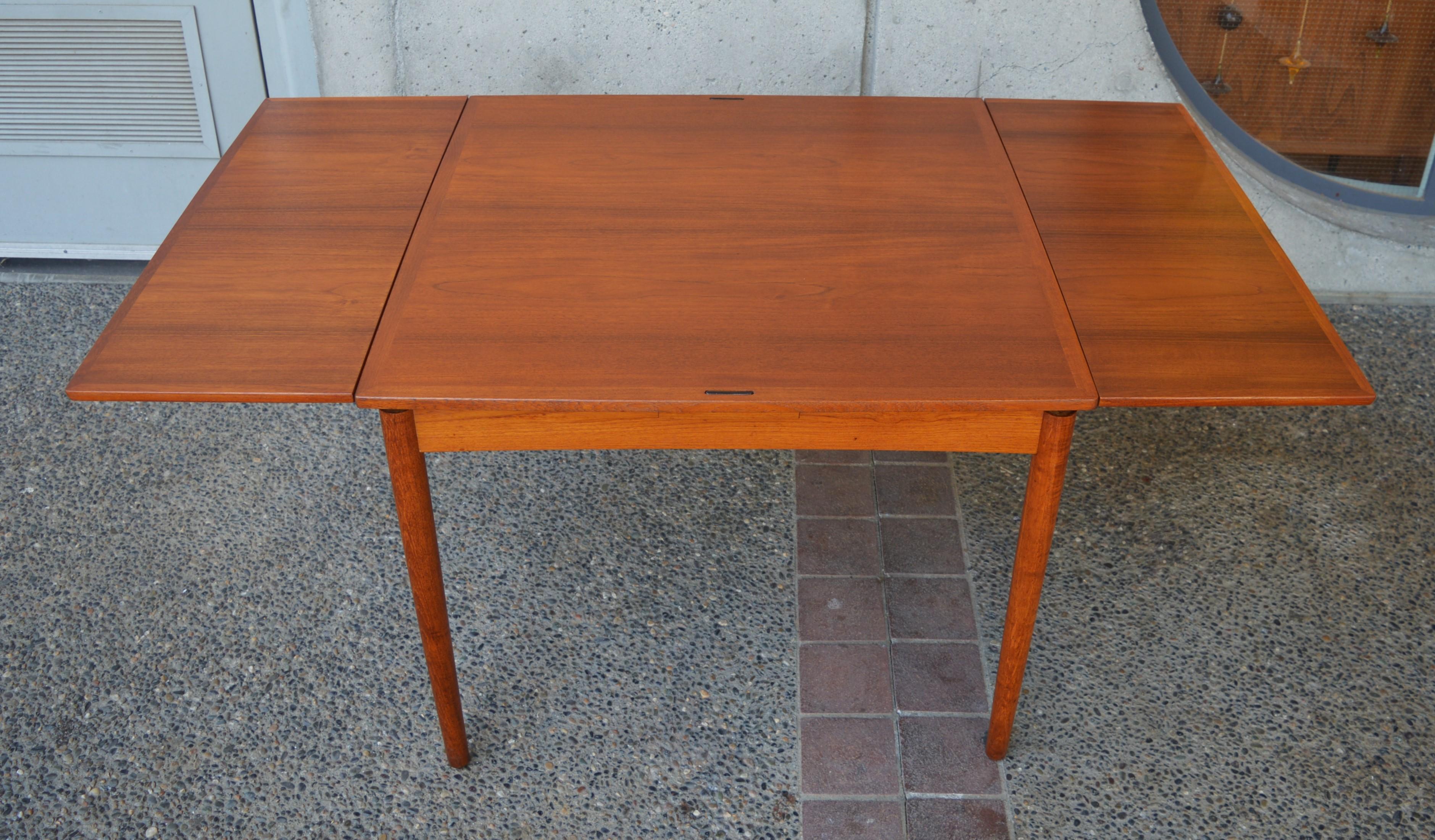 Danish Hundivad & Co. Teak Flip Top Draw Leaf Card Table / Dining Table 5