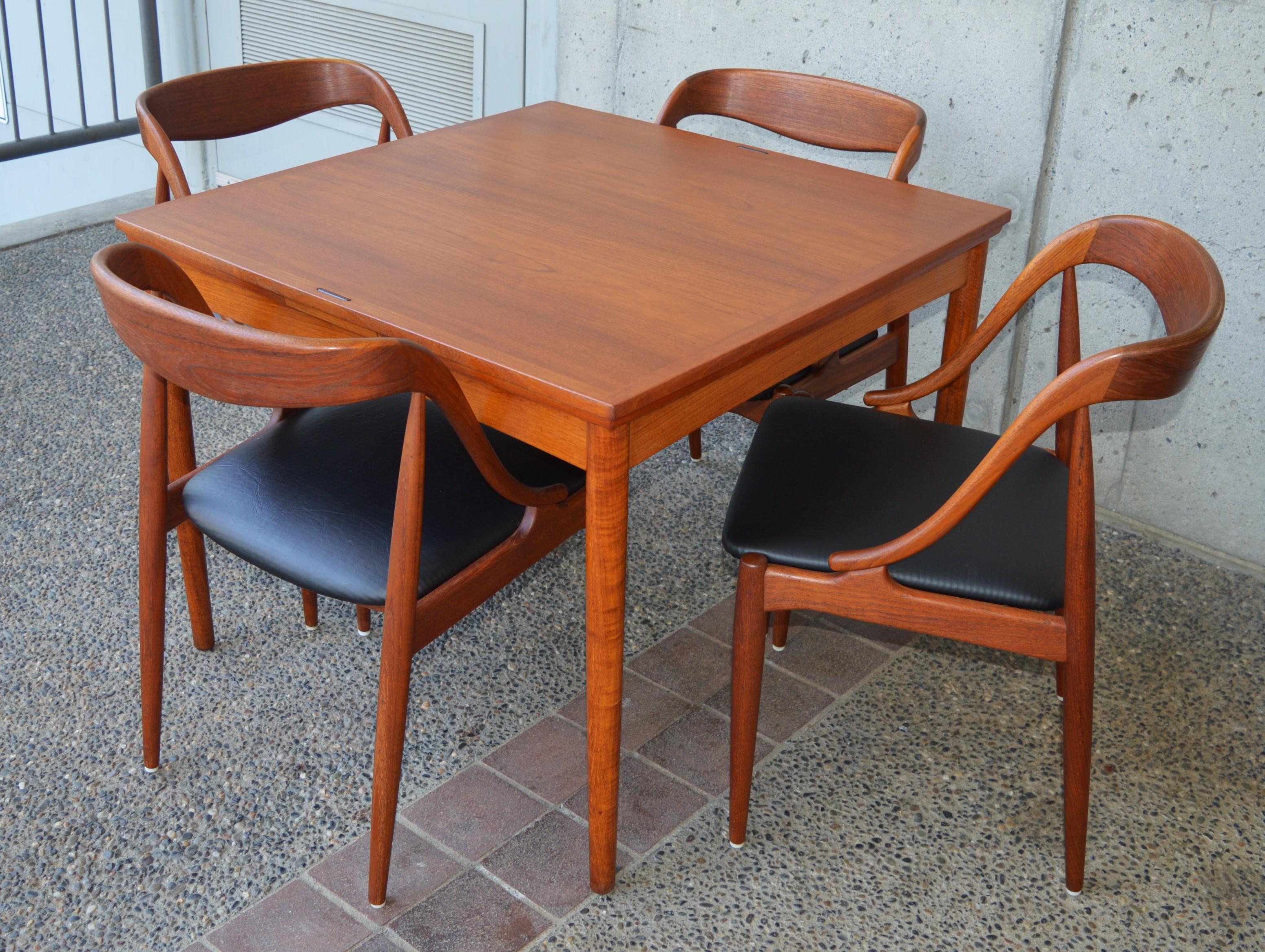 Danish Hundivad & Co. Teak Flip Top Draw Leaf Card Table / Dining Table 1