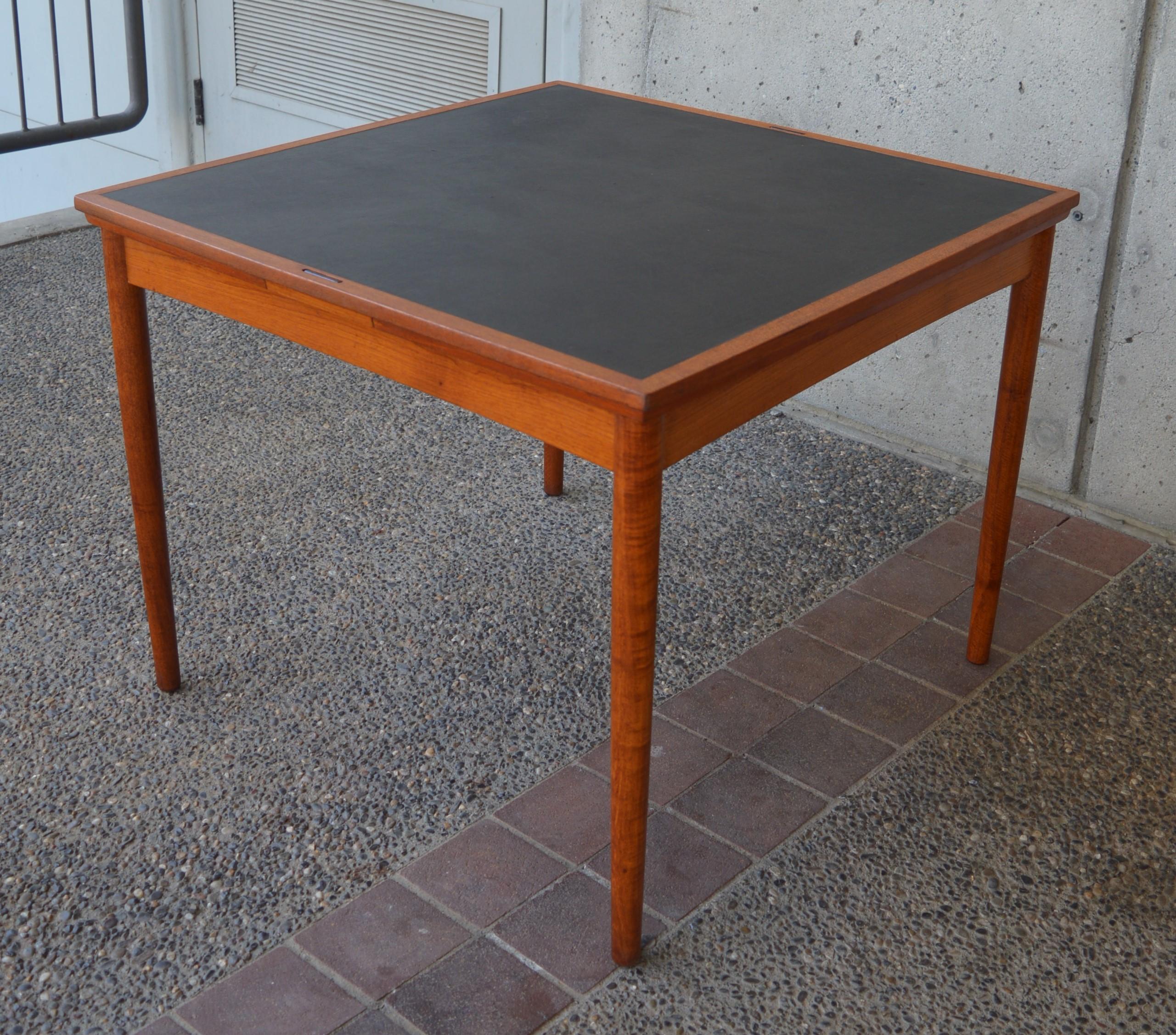 Danish Hundivad & Co. Teak Flip Top Draw Leaf Card Table / Dining Table 2