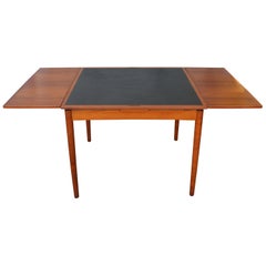 Danish Hundivad & Co. Teak Flip Top Draw Leaf Card Table / Dining Table