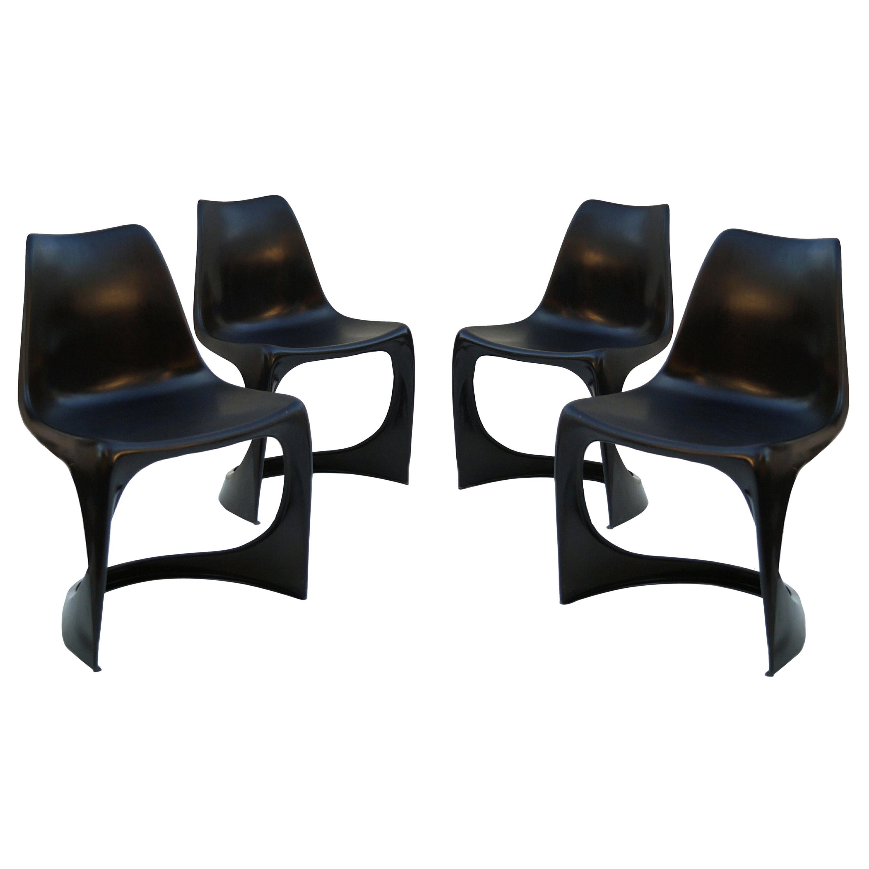 4 Danish Indoor Outdoor Stacking Dining Chairs by Steen Ostergaard Cado