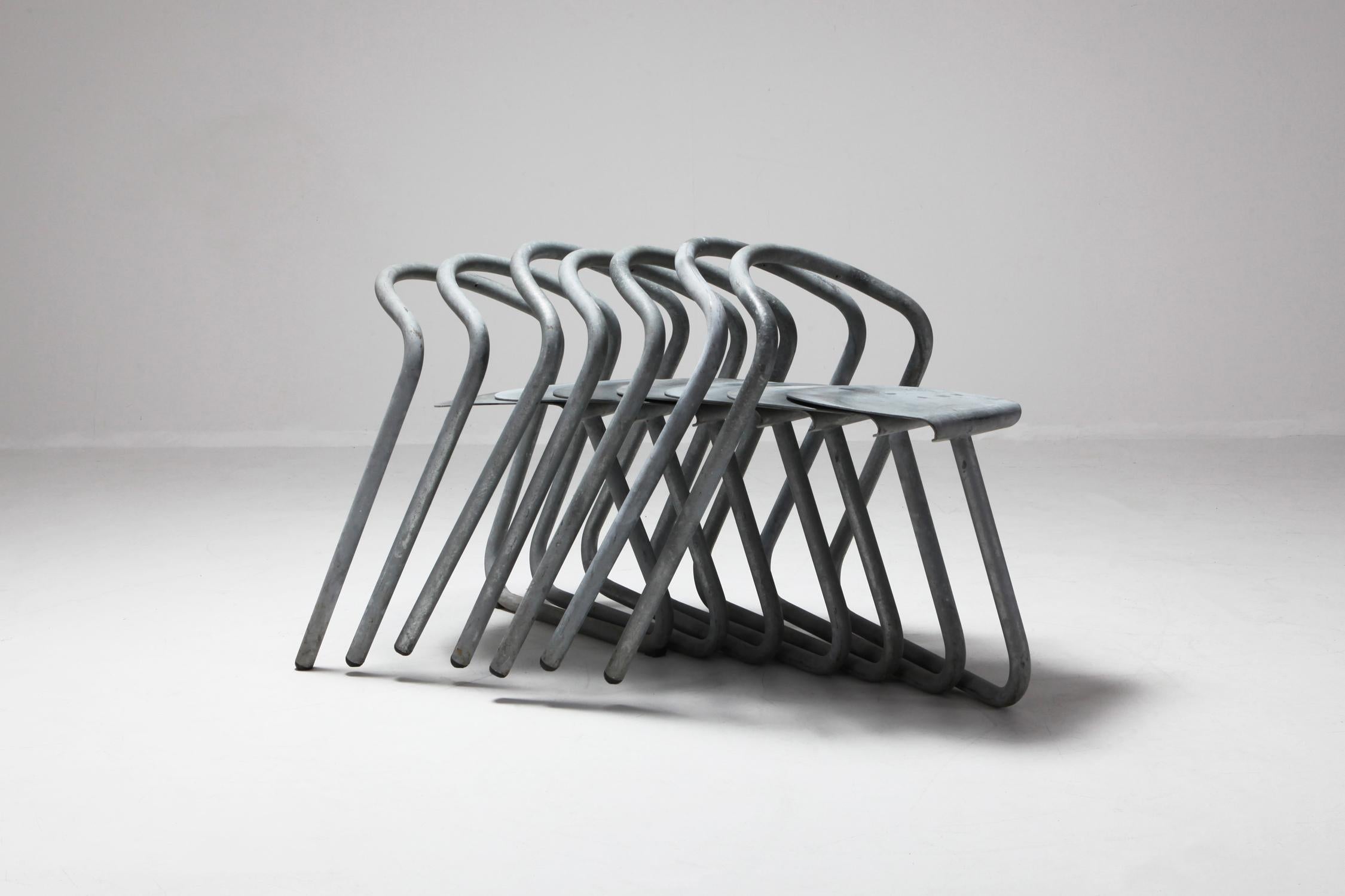 Danish Industrial Galvanized Stackable Chair by Erik Magnussen for Paustian 4