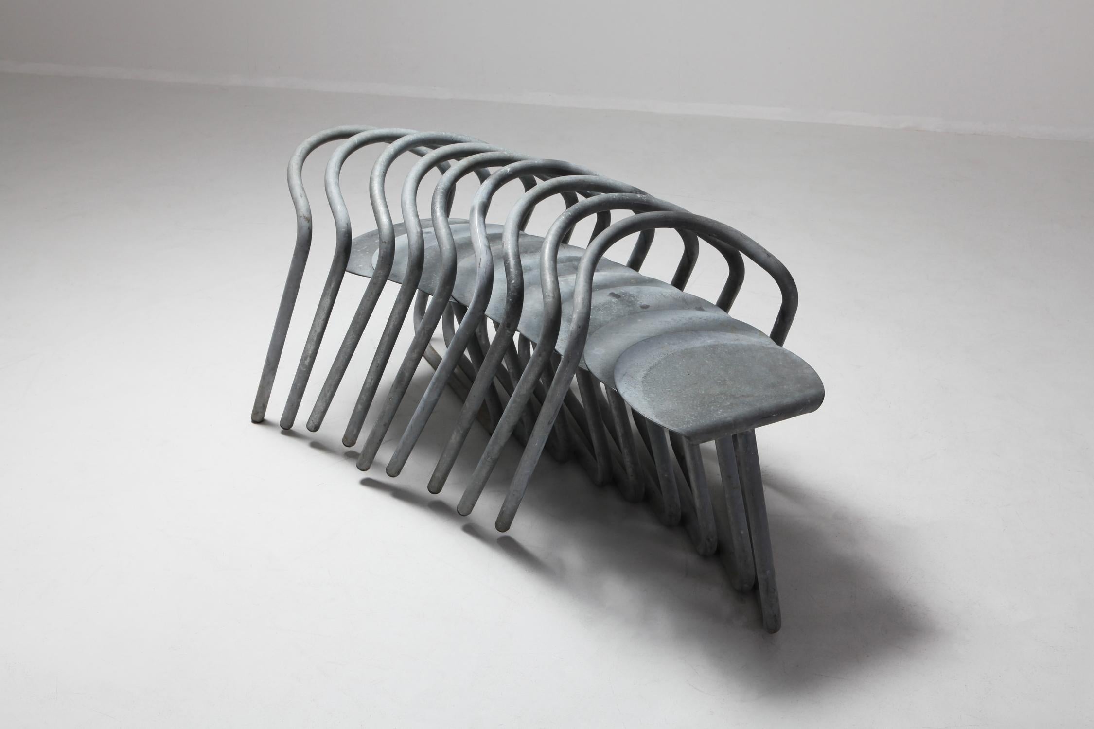 Danish Industrial Galvanized Stackable Chair by Erik Magnussen for Paustian 5