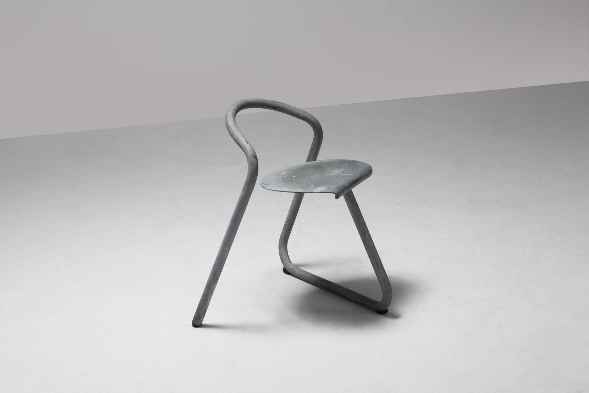 Post-modern chair which uses the tube as perpetual inspiration, by Erik Magnussen. The chair was designed for famous Copenhagen based design warehouse Paustian in 1989. An identical chair is added to the chair collection of the Technical University