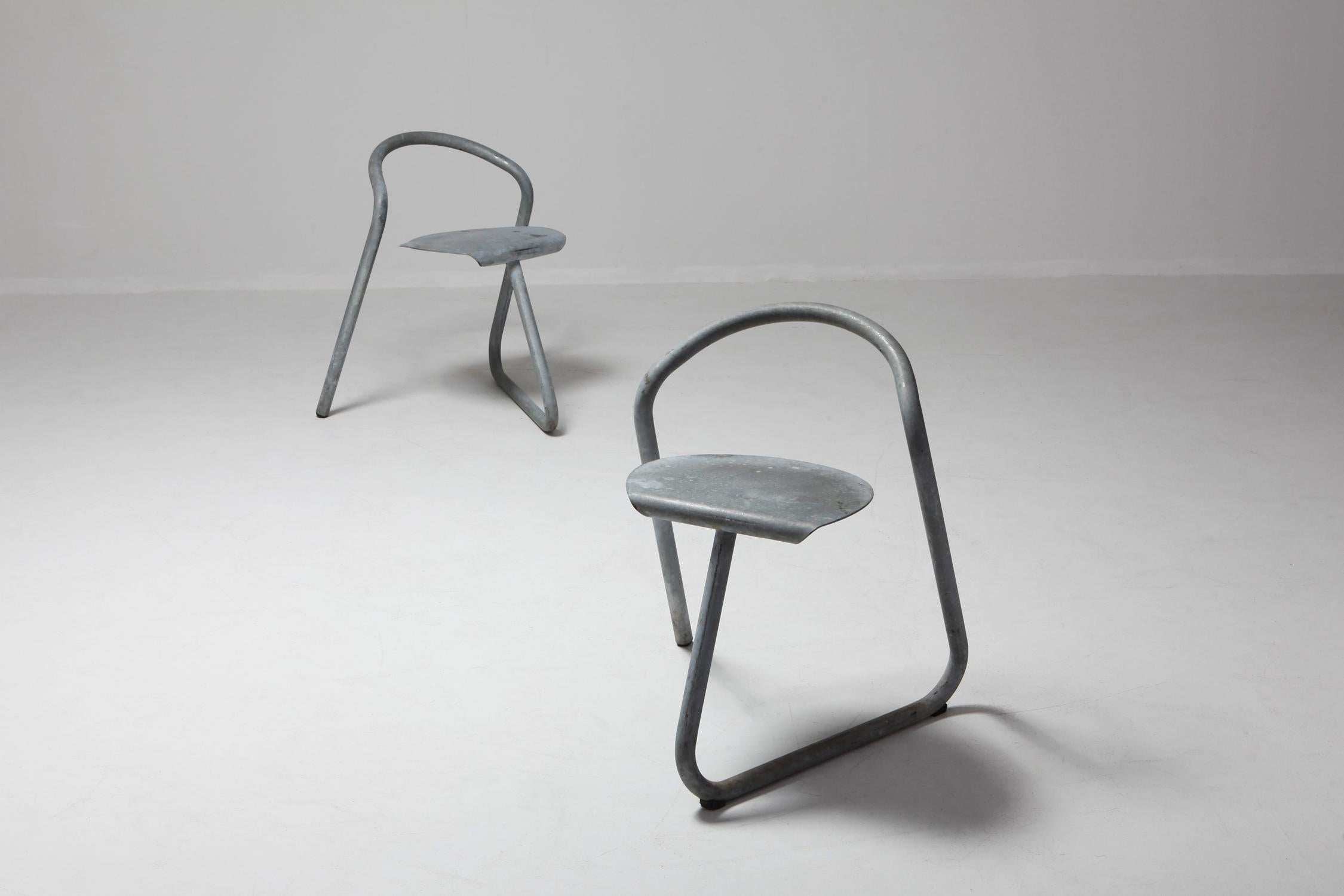 Metal Danish Industrial Galvanized Stackable Chair by Erik Magnussen for Paustian