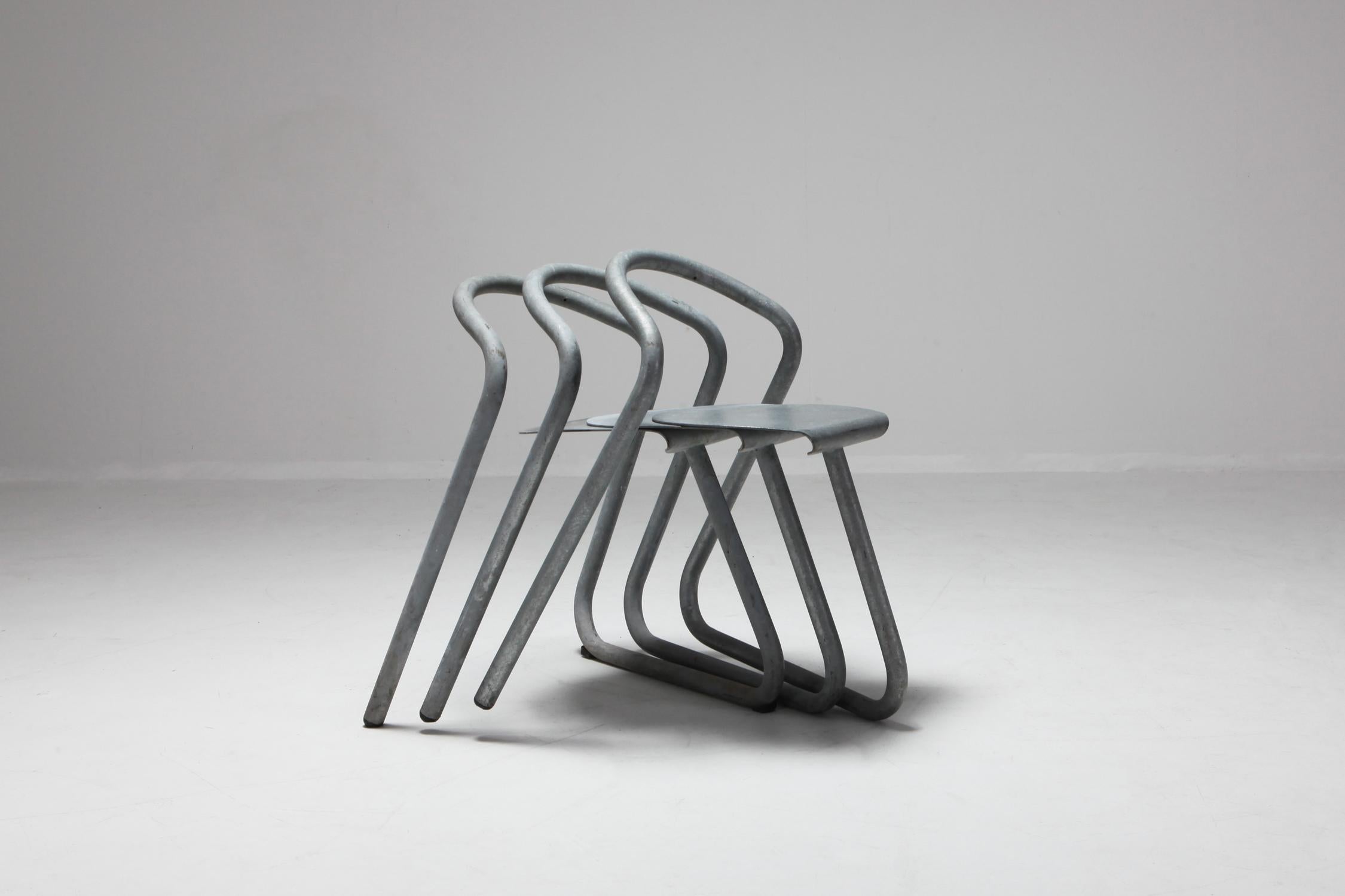 Danish Industrial Galvanized Stackable Chair by Erik Magnussen for Paustian 2