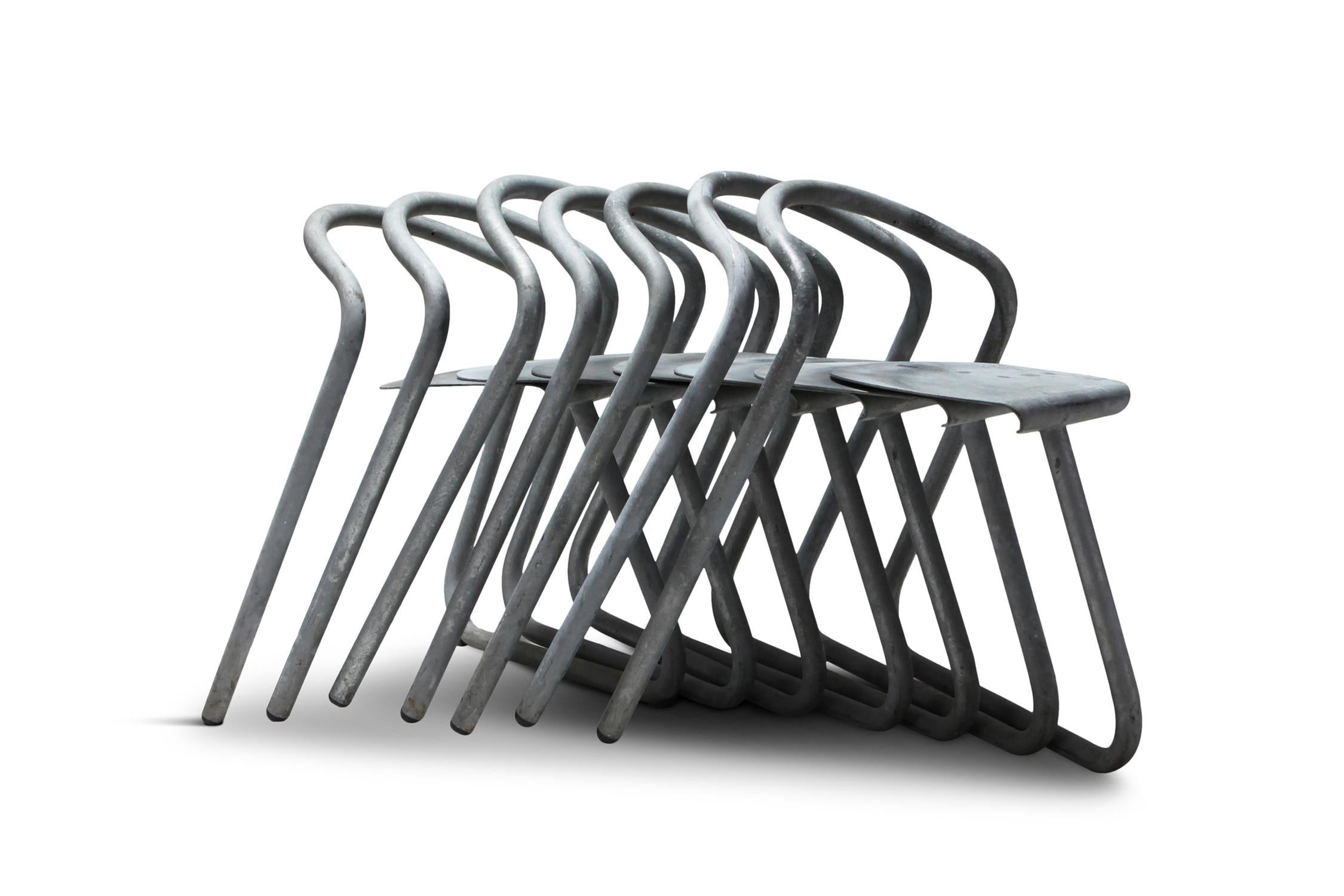 Danish Industrial Galvanized Stackable Chair by Erik Magnussen for Paustian 3