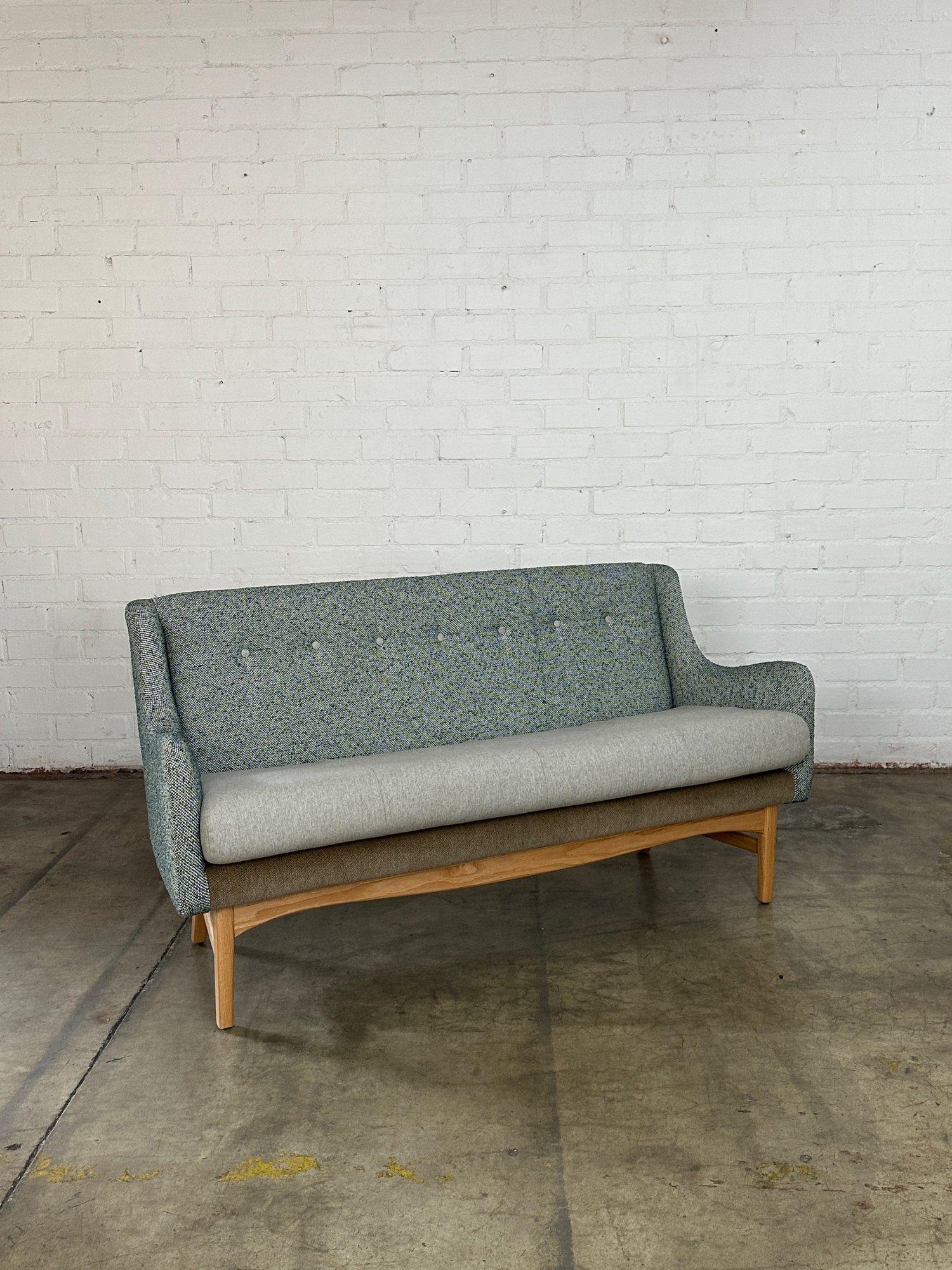 Contemporary Danish Inspired Custom Compact Sofa For Sale