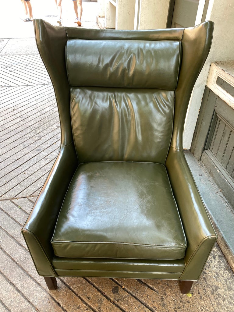 Danish Inspired Leather Chair and Ottoman For Sale 4
