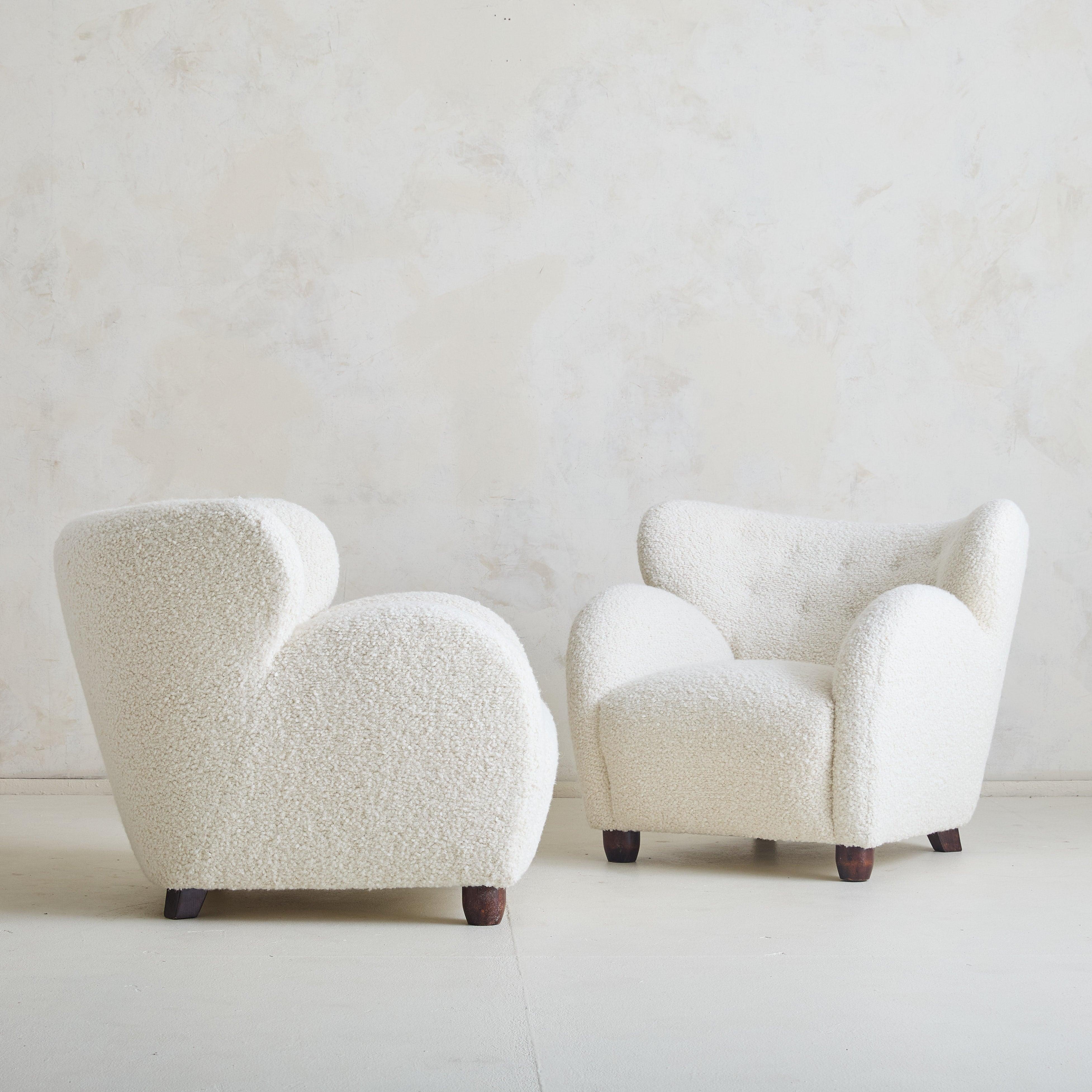 Scandinave moderne Fauteuil de salon danois en ivoire dans le style de Flemming Lassen, 1935 en vente