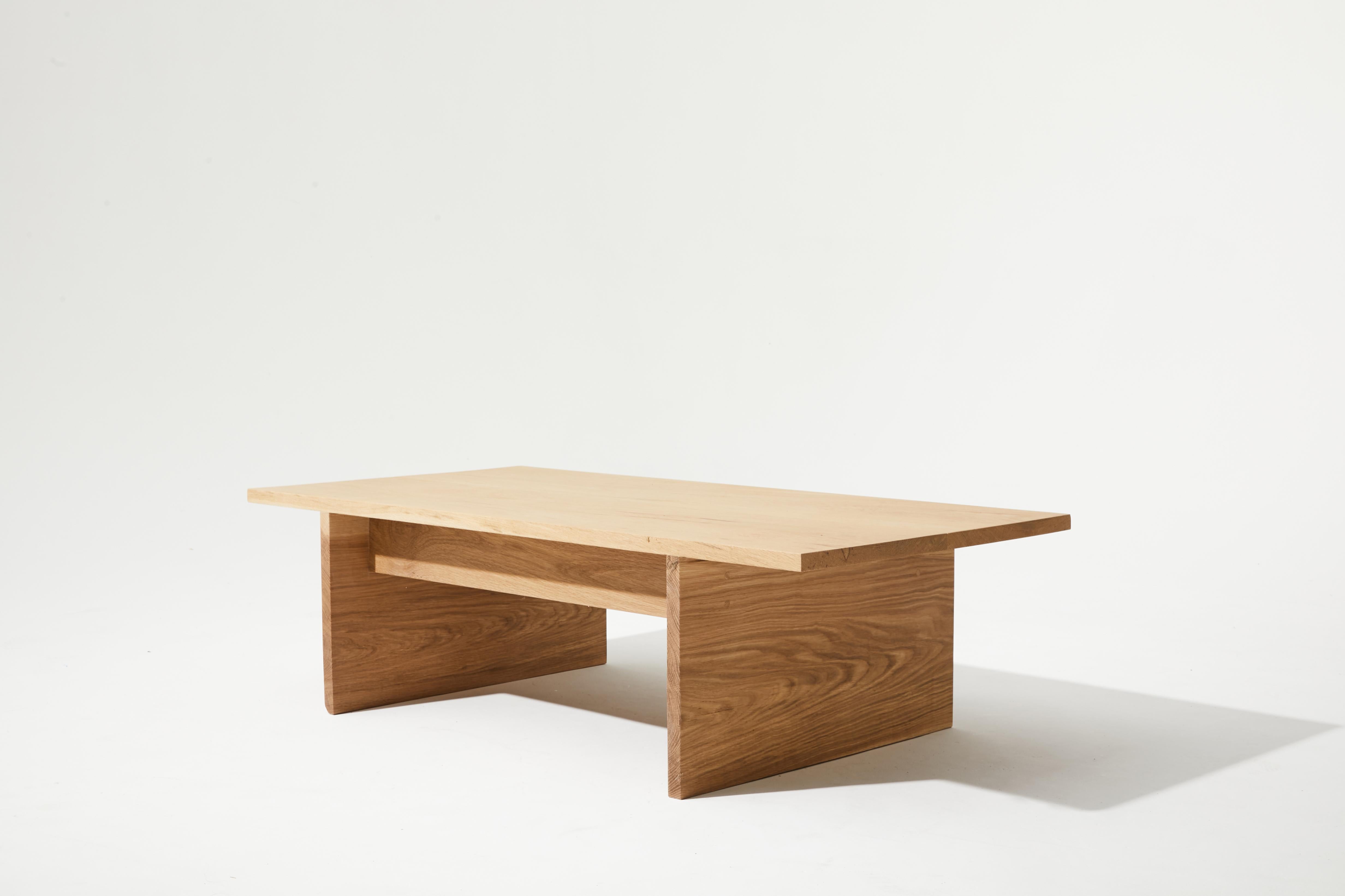 Scandinavian Modern Danish Japanese Inspired Solid White Oak/ Walnut Coffee Table by Stille Home For Sale