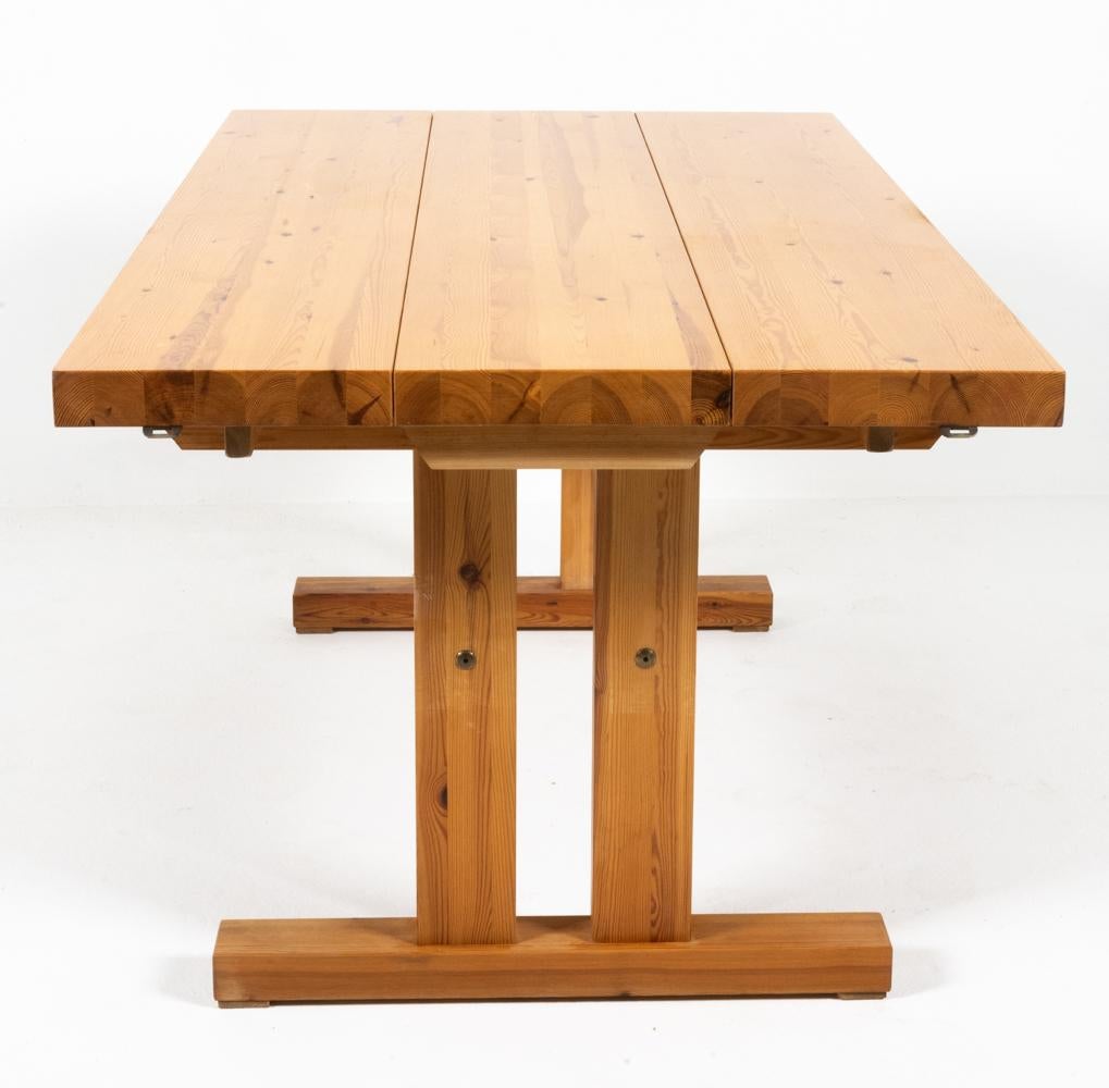 Danish Jens Lyngsoe-Style Pine Trestle Dining Table, c. 1980's For Sale 5