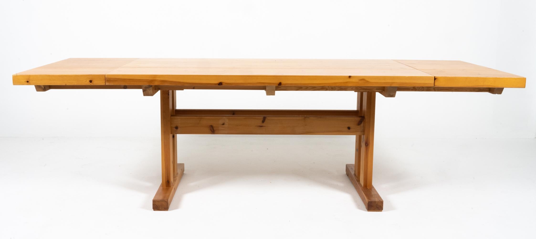 Danish Jens Lyngsoe-Style Pine Trestle Dining Table, c. 1980's For Sale 10