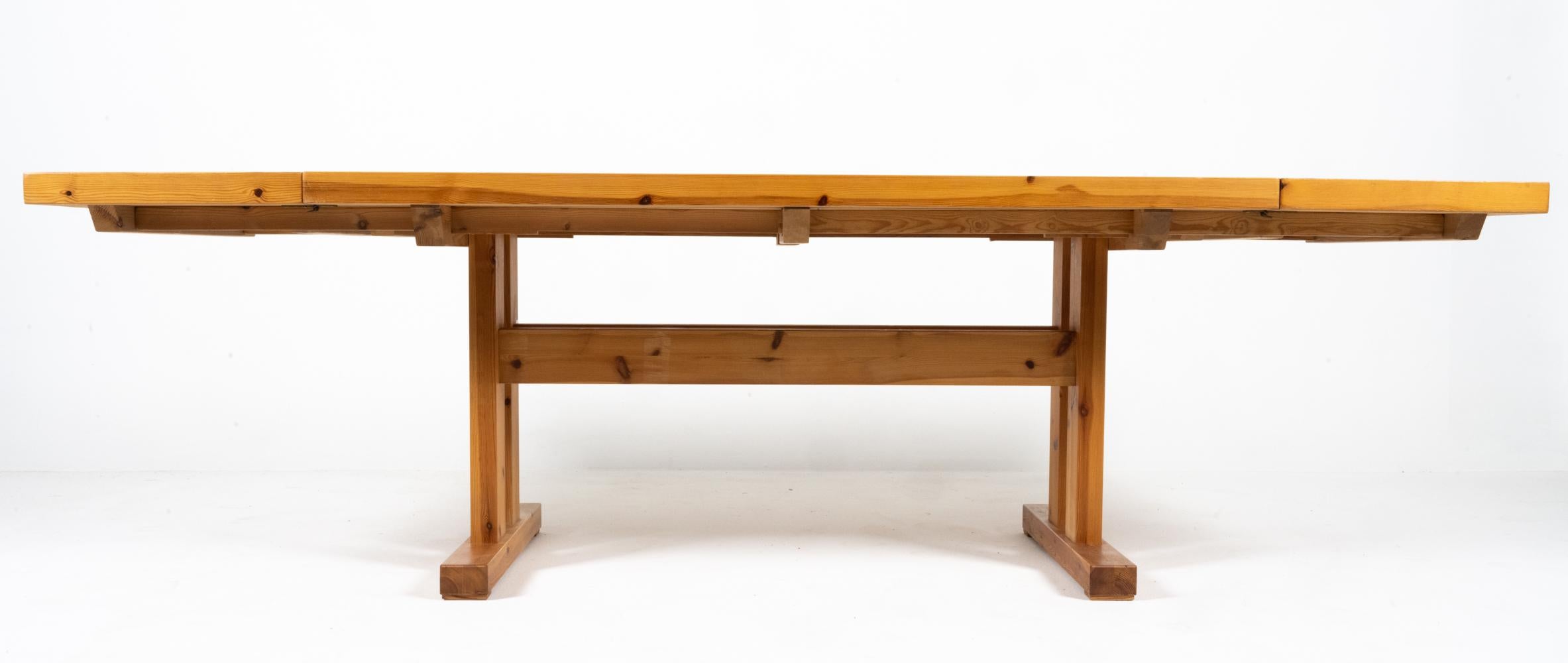 Danish Jens Lyngsoe-Style Pine Trestle Dining Table, c. 1980's For Sale 11