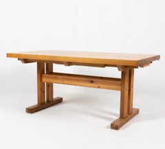 Danish Jens Lyngsoe-Style Pine Trestle Dining Table, c. 1980's