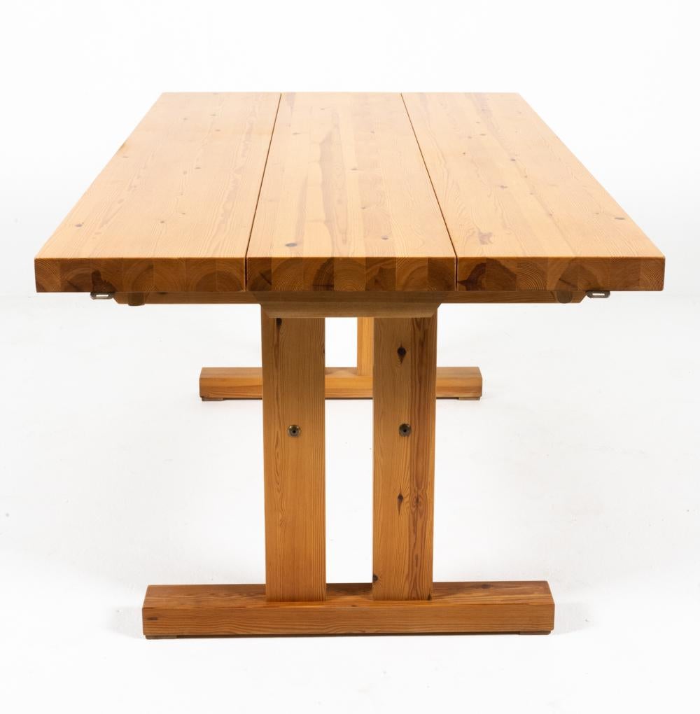 Danish Jens Lyngsoe-Style Pine Trestle Dining Table, c. 1980's For Sale 1