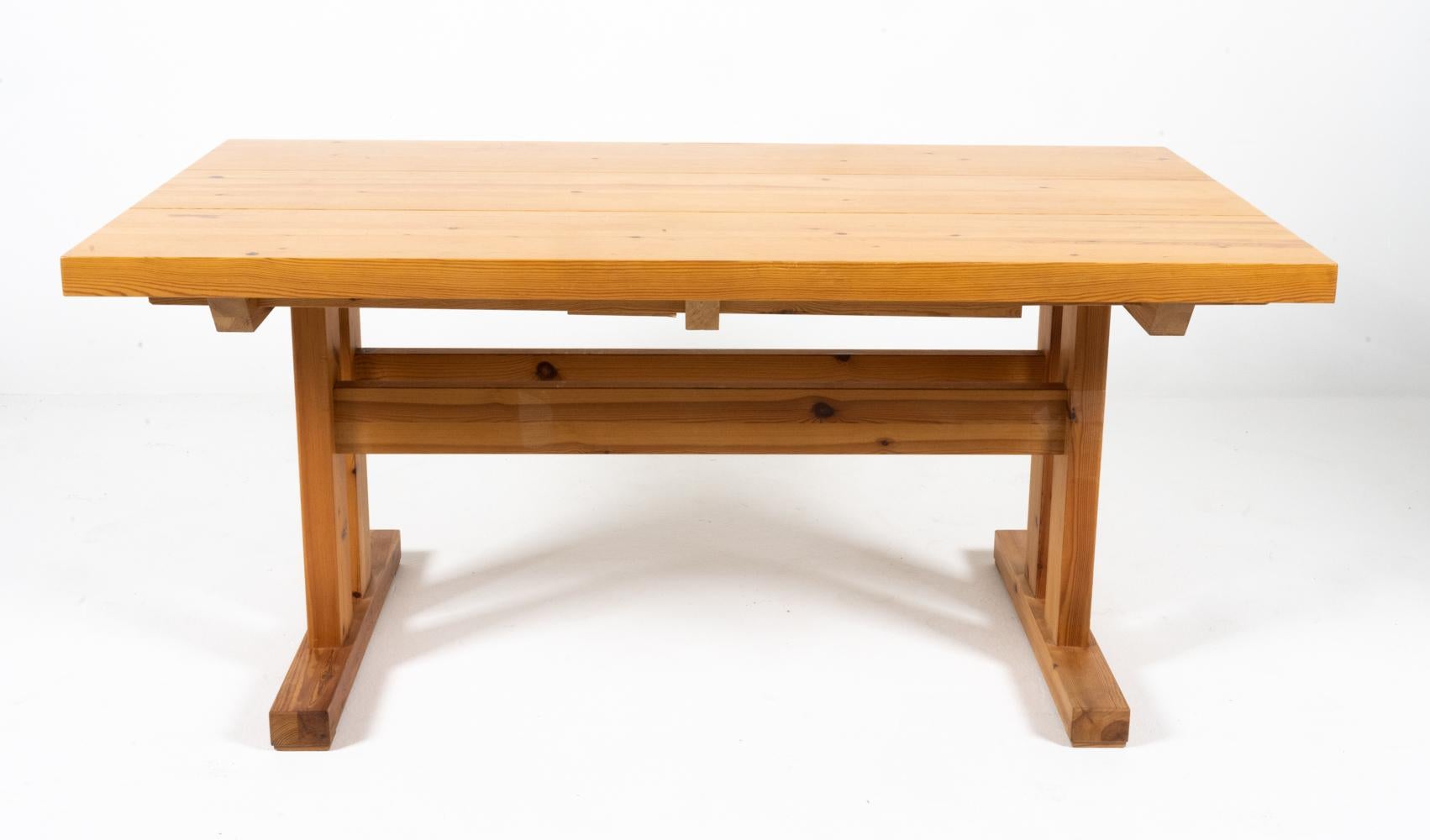 Danish Jens Lyngsoe-Style Pine Trestle Dining Table, c. 1980's For Sale 3