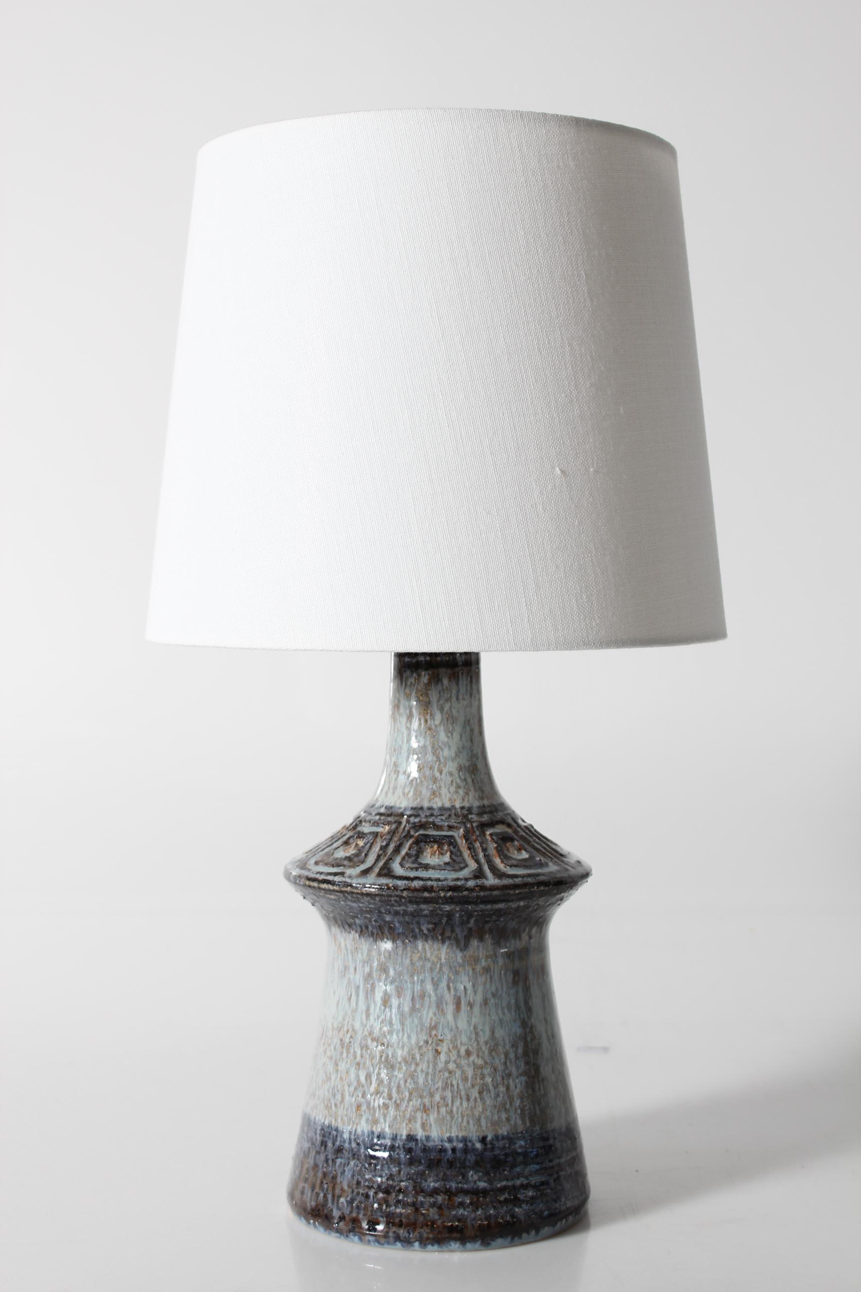 Danish Jette Hellerøe Table Lamp by Axella with Blue + Purple + Gray Glaze 1970s In Good Condition For Sale In Silkeborg, Silkeborg