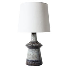 Danish Jette Hillerøe Table Lamp by Axella with Blue + Purple + Gray Glaze 1970s