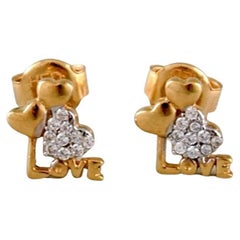 Danish Jeweler, a Pair of Ear Studs in 14 Carat Gold with Bright Diamonds
