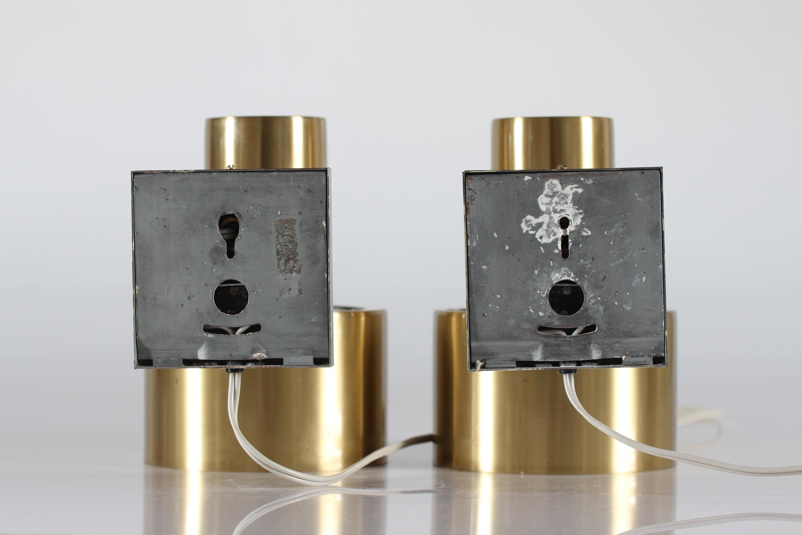  Danish Jo Hammerborg Pair Bedroom Wall Lights CORDA Brass by Fog & Mørup, 1960s For Sale 6