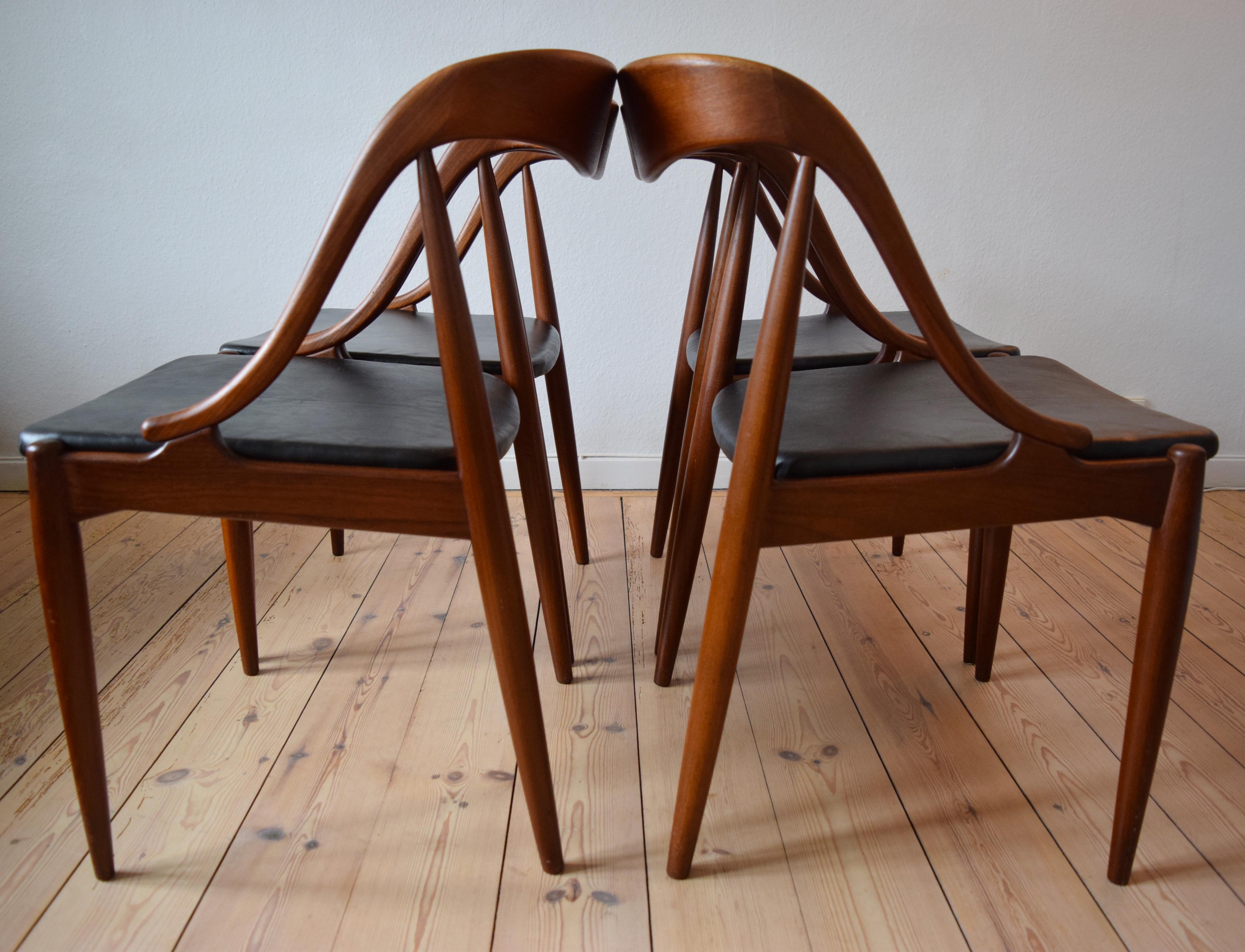 Danish Johannes Andersen Teak Dining Chairs, 1960s In Good Condition In Nyborg, DK