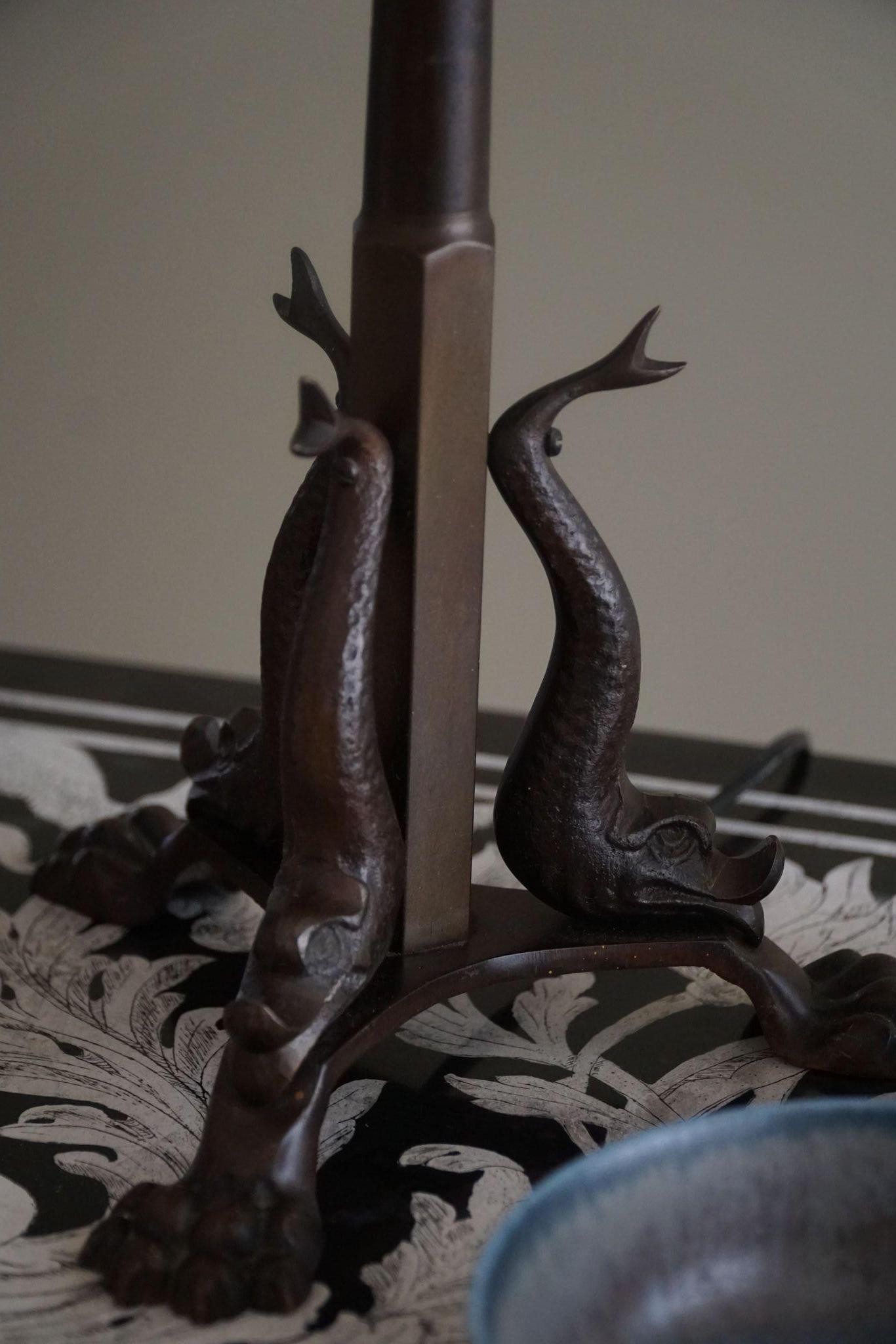 Lámpara de sobremesa danesa Jugendstil, Art Nouveau, en bronce, años 20 en venta 5