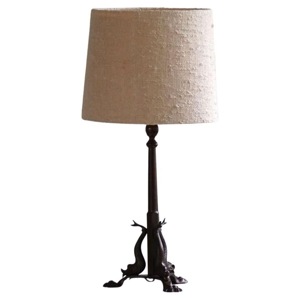 Danish Jugendstil, Art Nouveau, Table Lamp in Bronze, 1920s