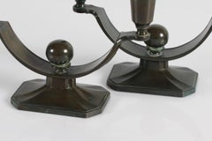 Danish Just Andersen Pair of Art Deco Candlesticks 1930s of Disco Metal No. 156