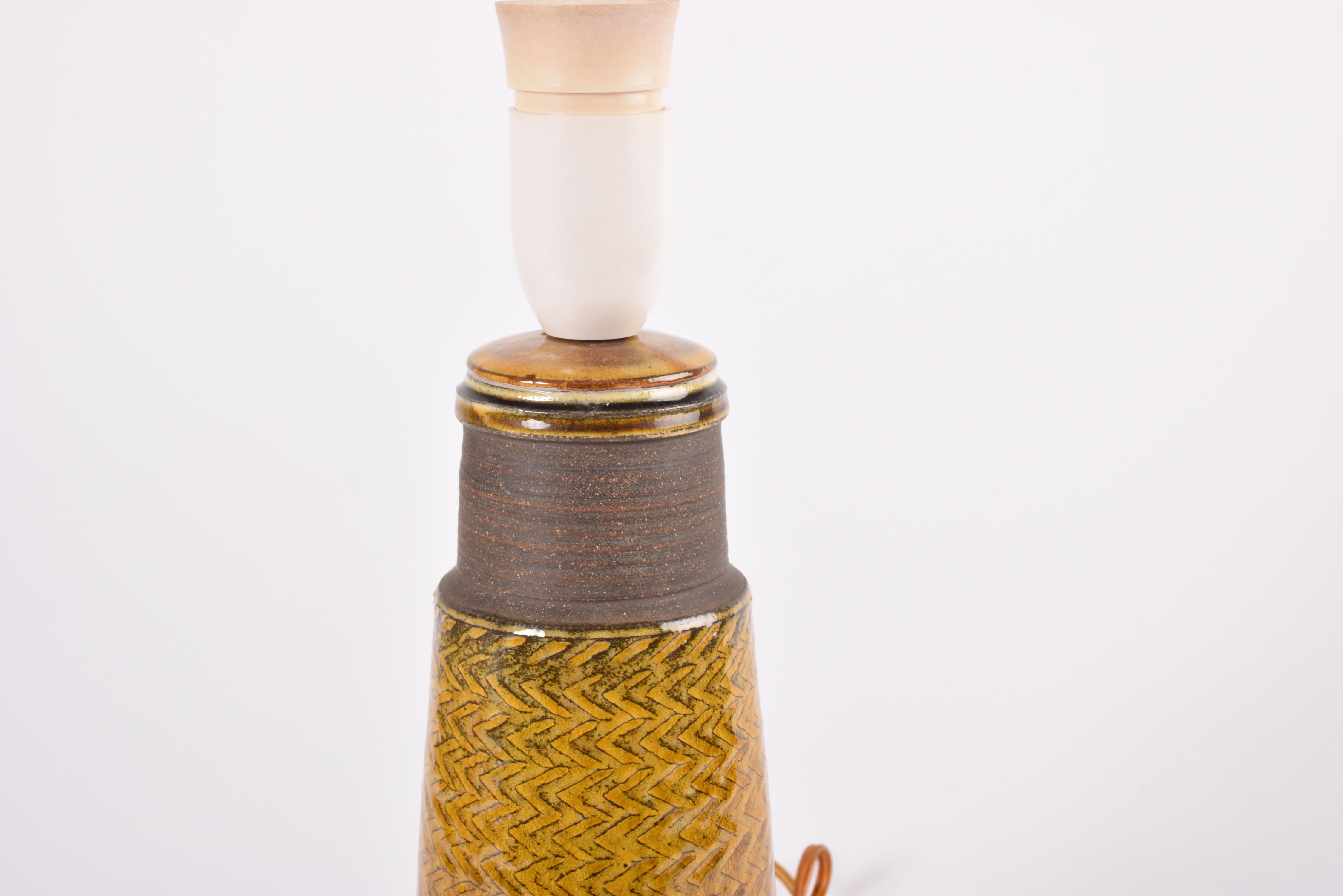 20th Century Danish Kähler HAK Table Lamp Amber Yellow Glaze Midcentury Ceramic, 1960s For Sale