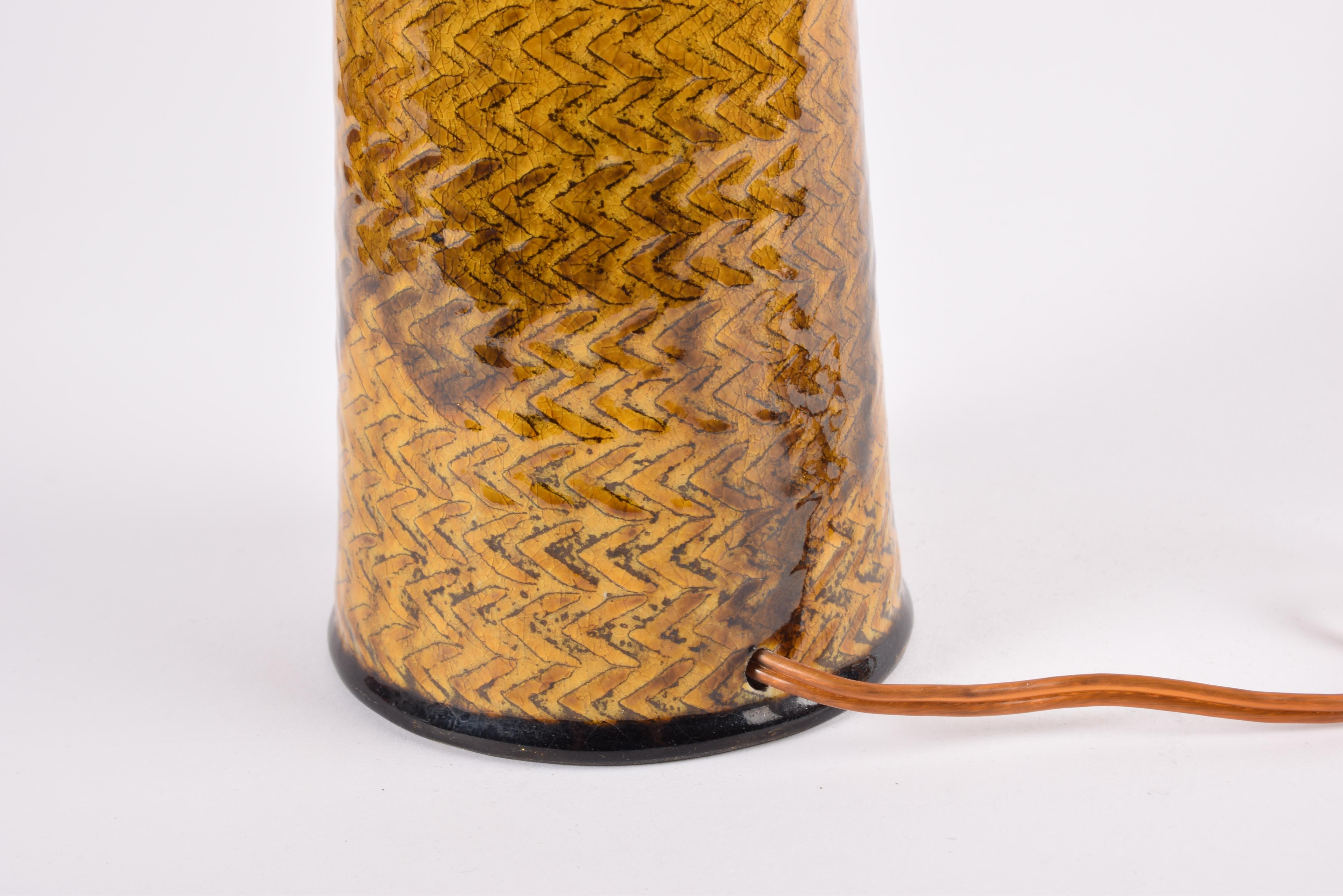 Danish Kähler HAK Table Lamp Amber Yellow Glaze Midcentury Ceramic, 1960s For Sale 3