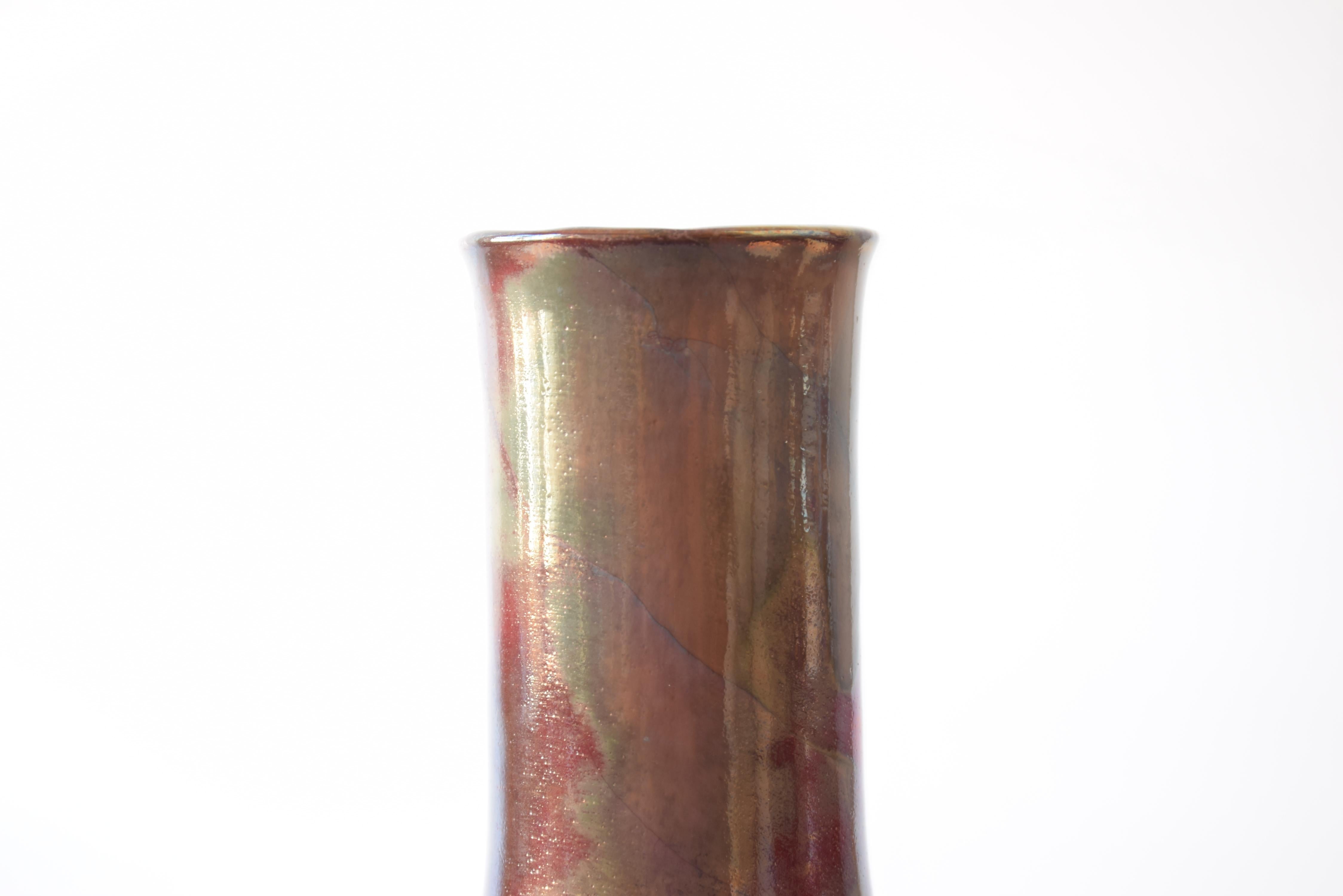 Danish Kähler HAK Tall Ceramic Vase with Red Lustre Glaze, Early 1900 In Good Condition For Sale In Aarhus C, DK