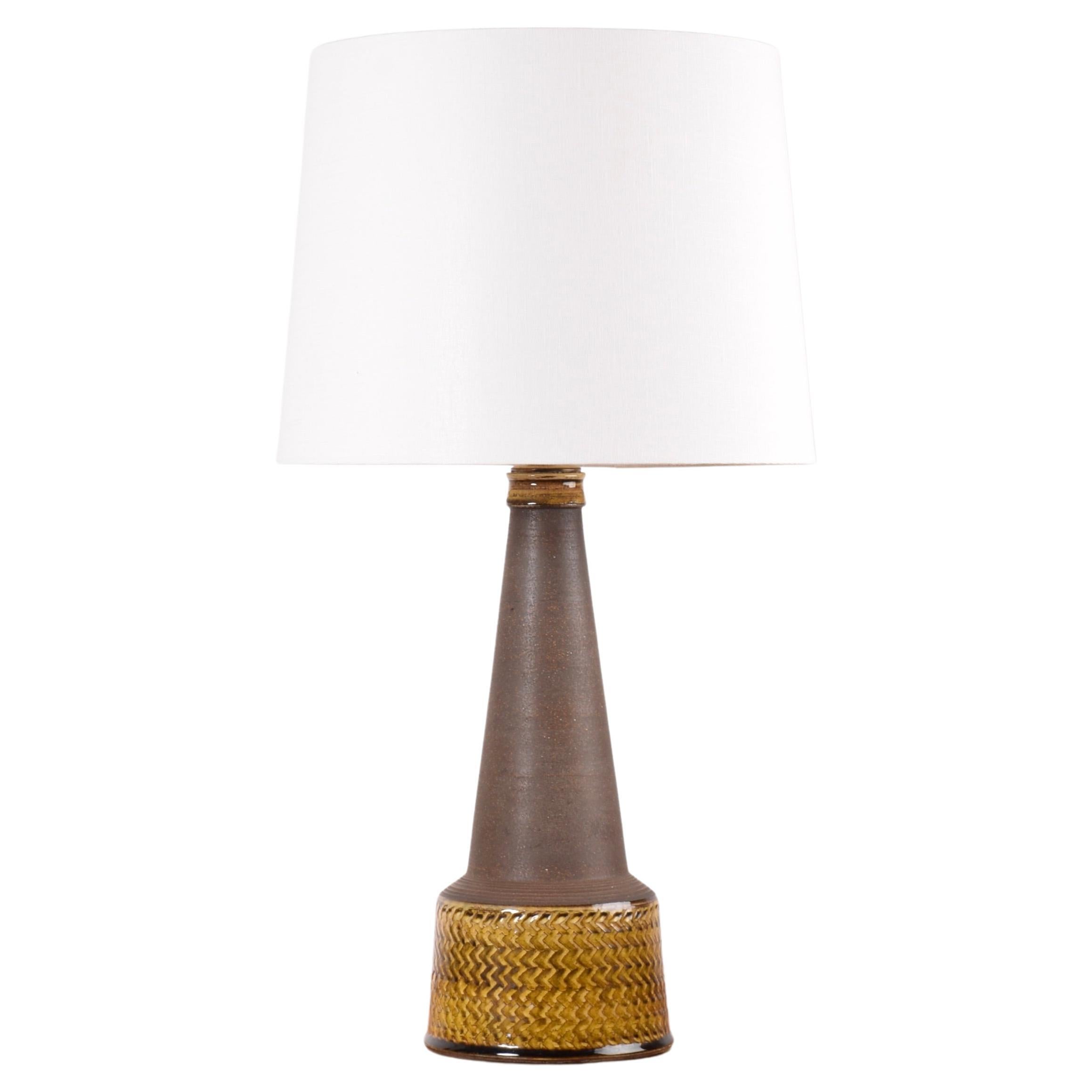 Danish Kähler HAK Tall Table Lamp Brown and Warm Yellow, Modern Ceramic 1960s For Sale