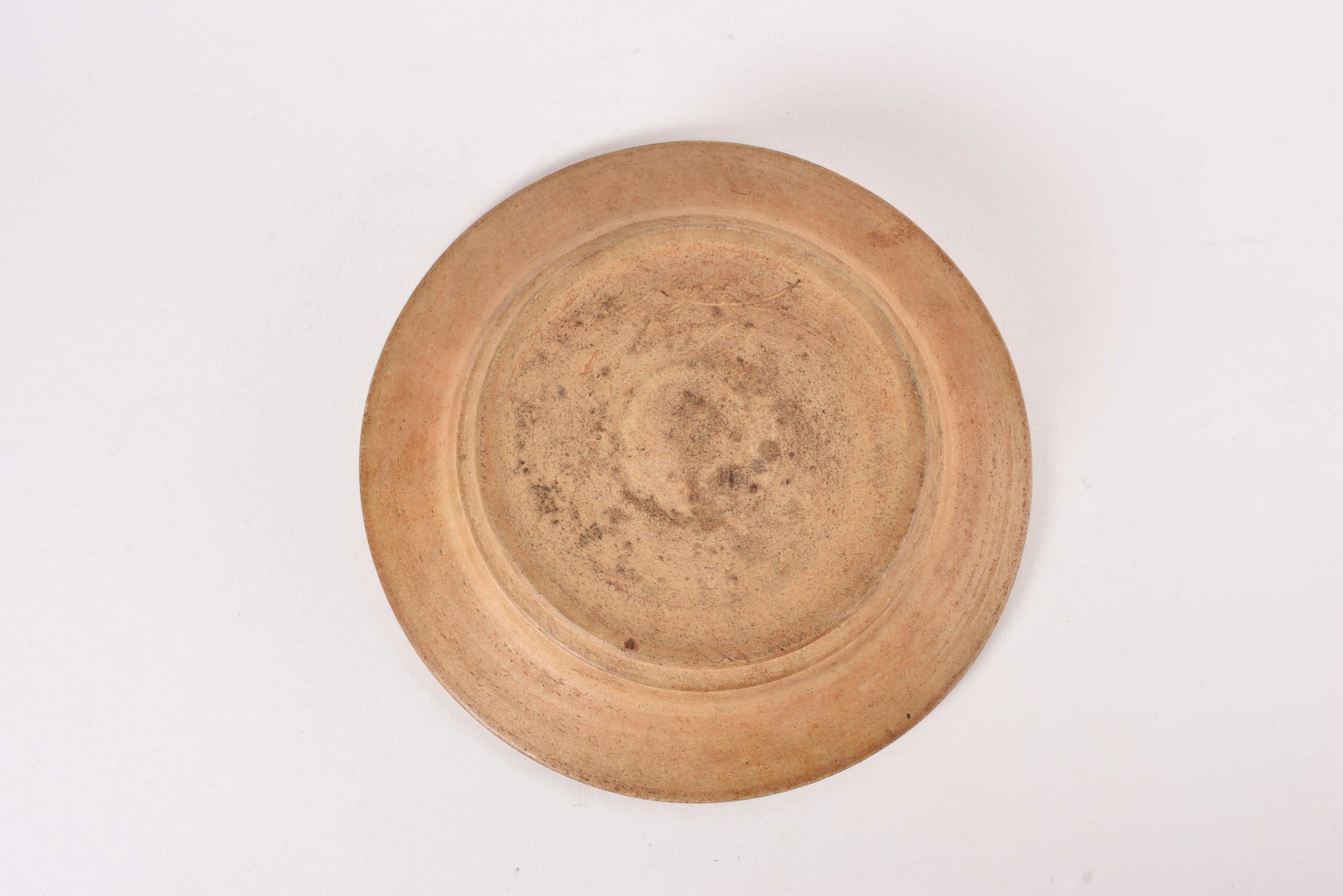 Grand bol danois en céramique Kähler Turquoise Beige Oxblood Red Glaze Brutalist en vente 3
