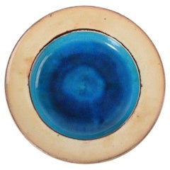 Grand bol danois en céramique Kähler Turquoise Beige Oxblood Red Glaze Brutalist