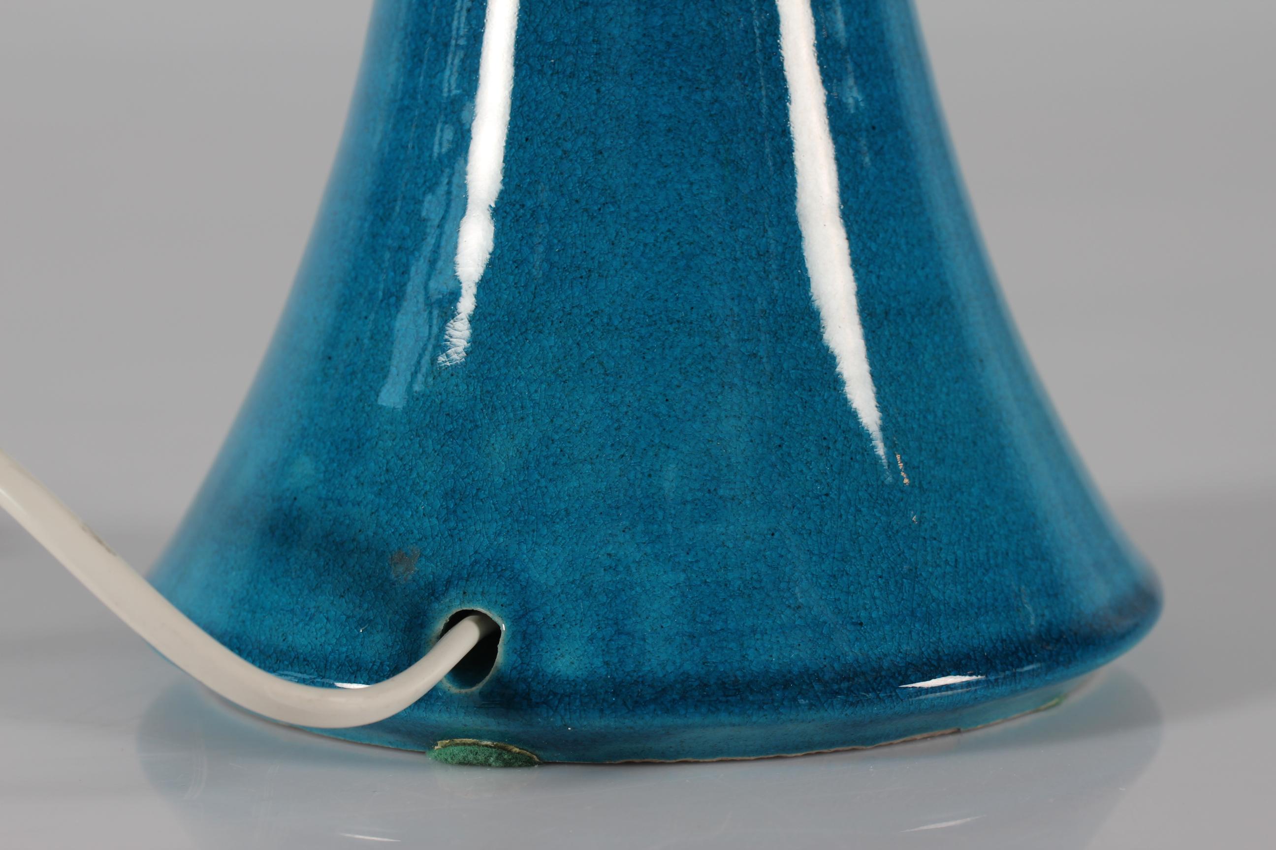 Danish Kähler + Poul Erik Eliasen Style Sculptural Table Lamp Turquoise Blue 60s For Sale 2