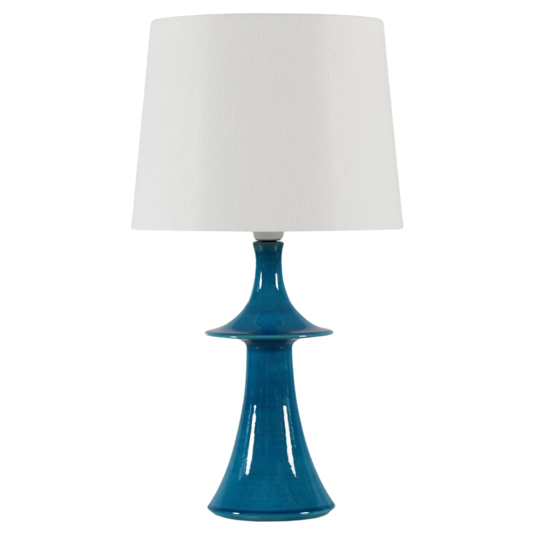 Danish Kähler + Poul Erik Eliasen Style Sculptural Table Lamp Turquoise Blue 60s For Sale