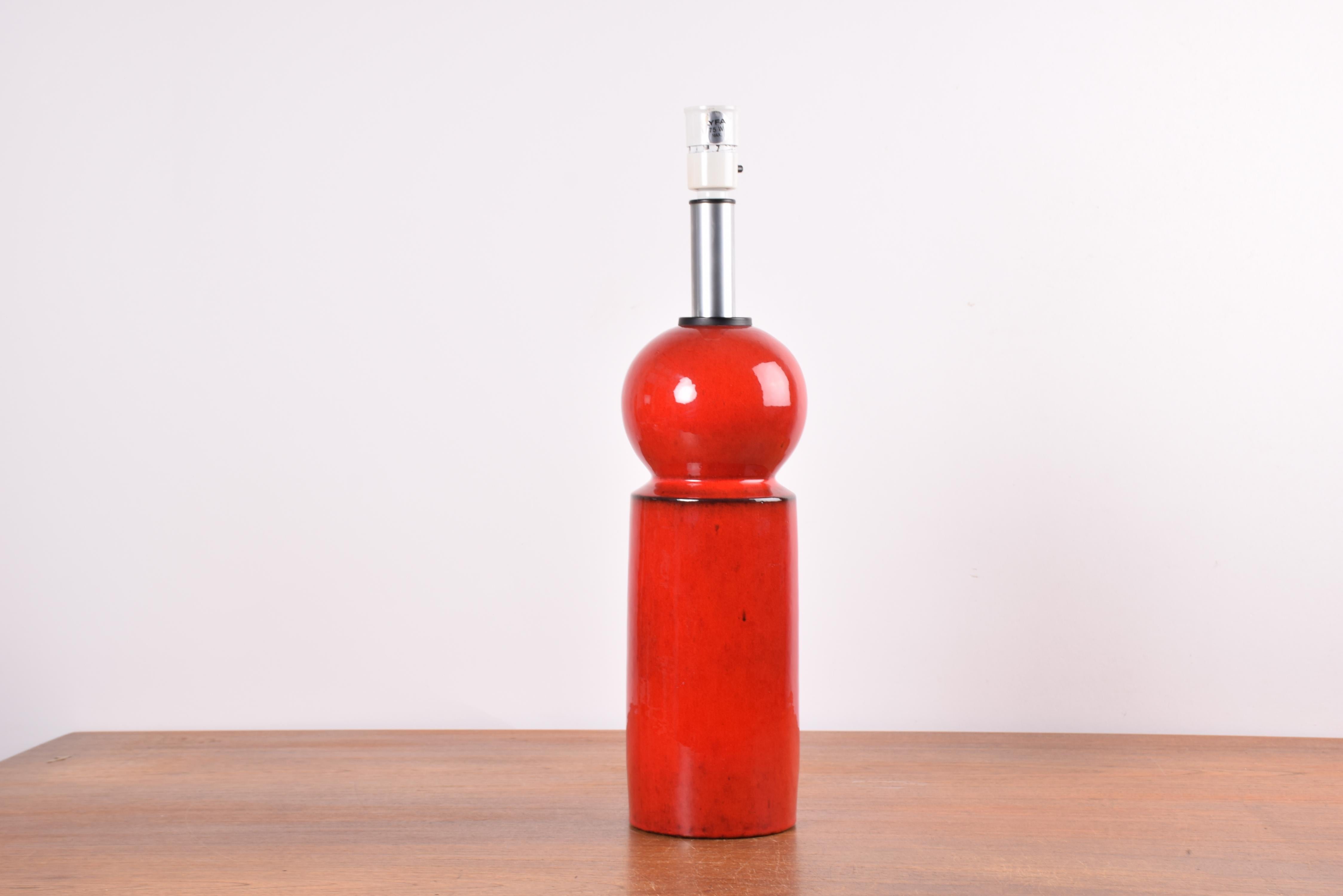 Scandinavian Modern Danish Kähler Tall Sculptural Red Table Lamp by Allan Schmidt, Modern 1960s For Sale