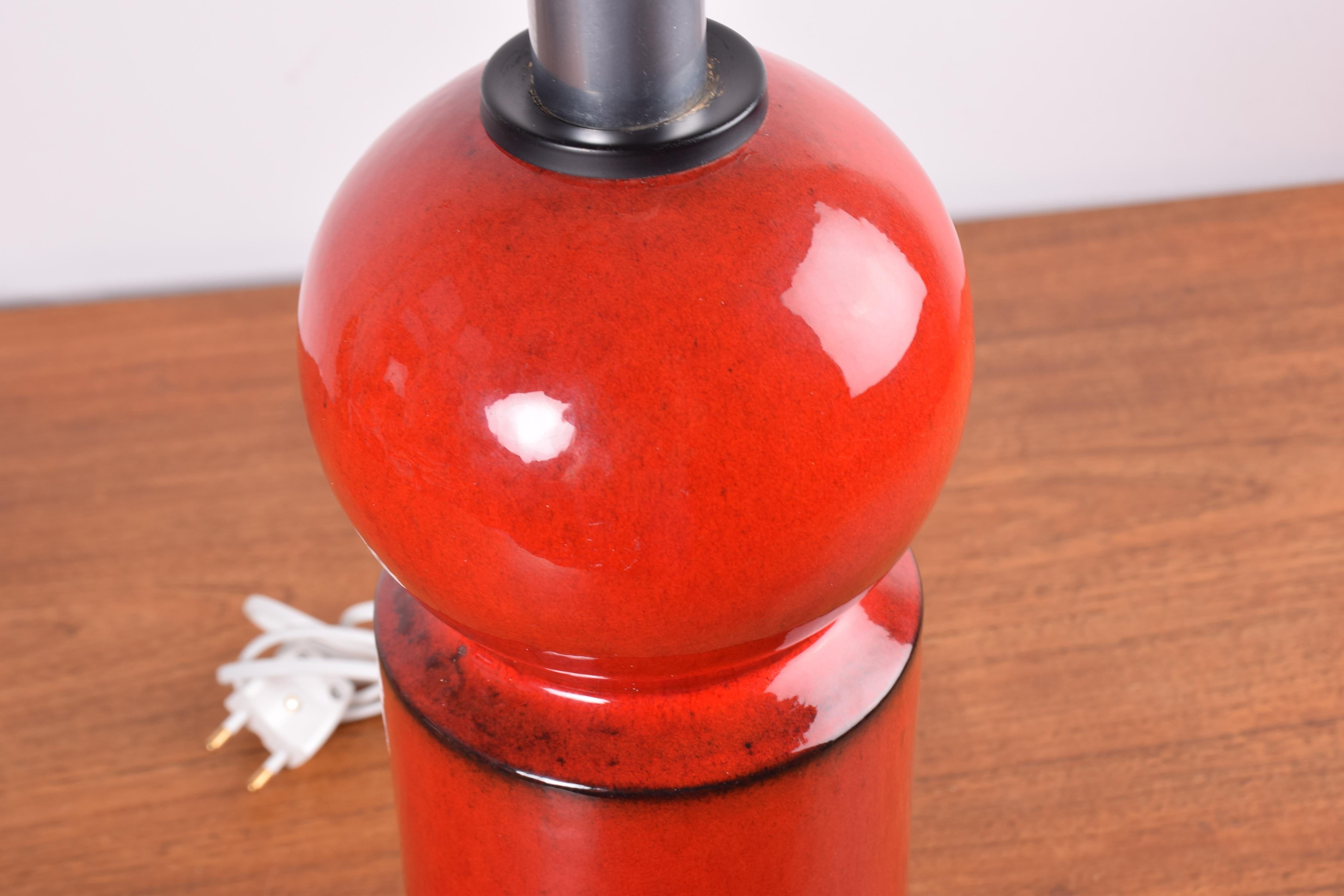 20th Century Danish Kähler Tall Sculptural Red Table Lamp by Allan Schmidt, Modern 1960s For Sale